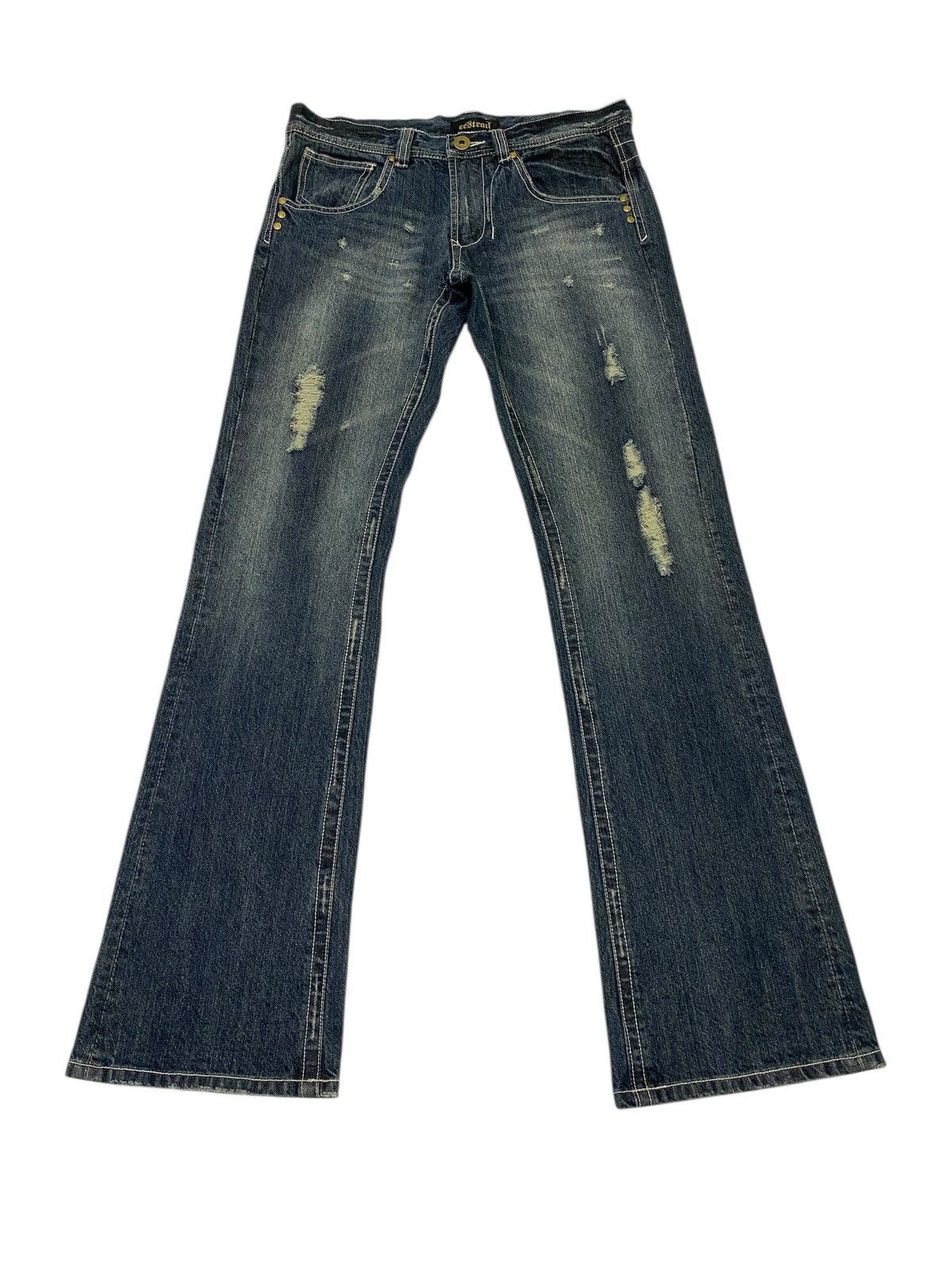 Japanese Brand Tornado mart x Ecstrail flare distressed jeans Size US 32 / EU 48 - 1 Thumbnail