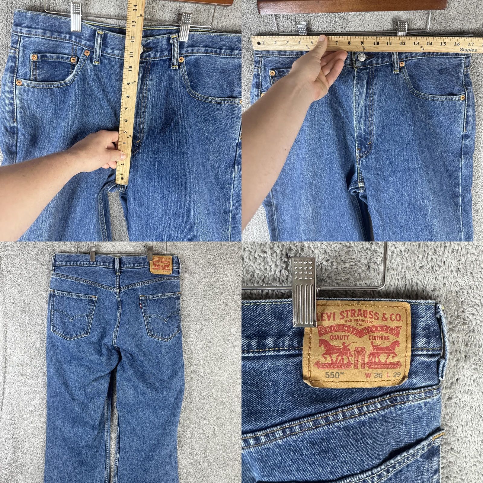 Levi's Levi's 550 Jeans Mens 36x29 Blue Relaxed Fit Tapered Leg Denim Medium Wash Casual Size US 36 / EU 52 - 8 Thumbnail