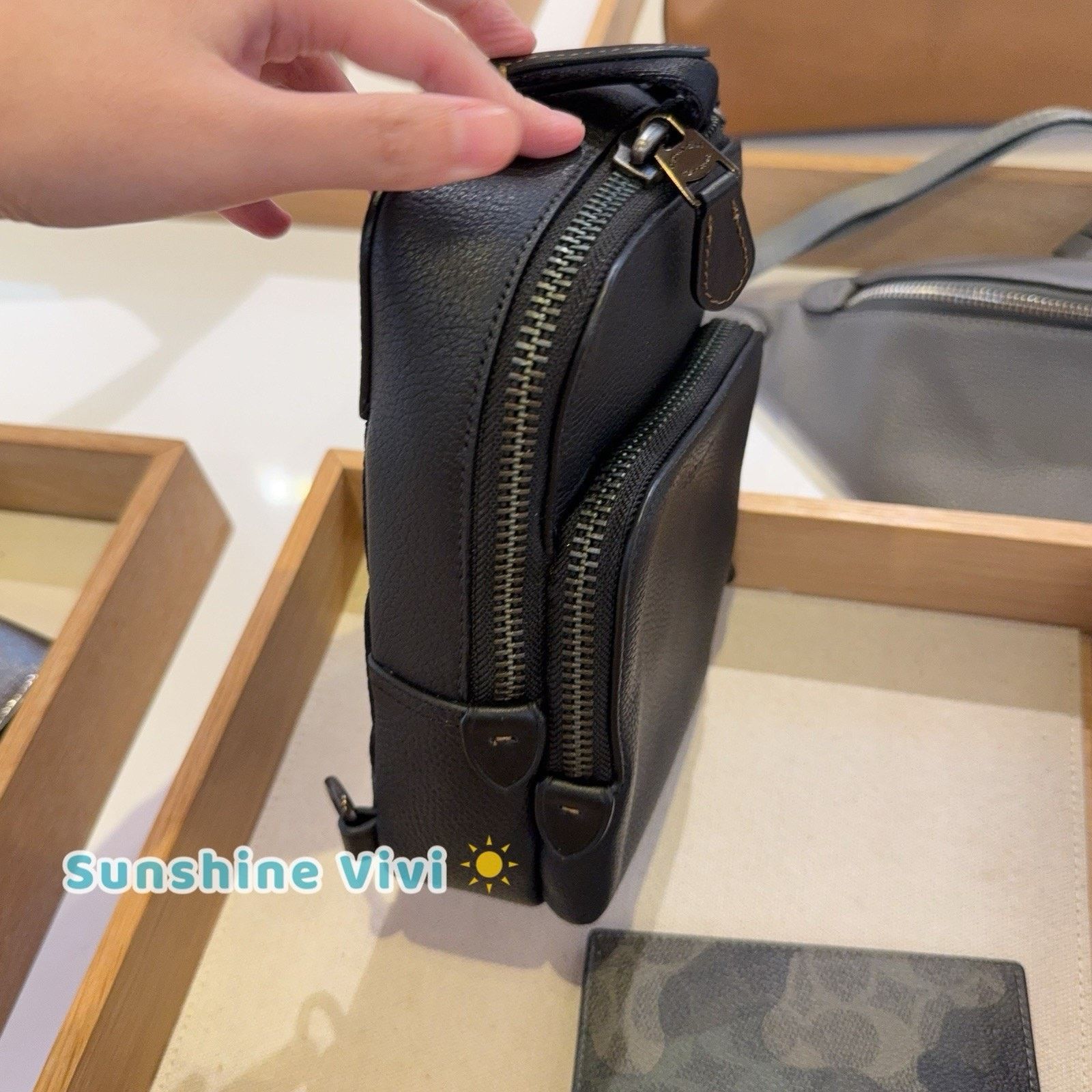 Coach NWT Coach Gotham Sling Pack 13 Polished Leather Black CR849 Size ONE SIZE - 2 Thumbnail