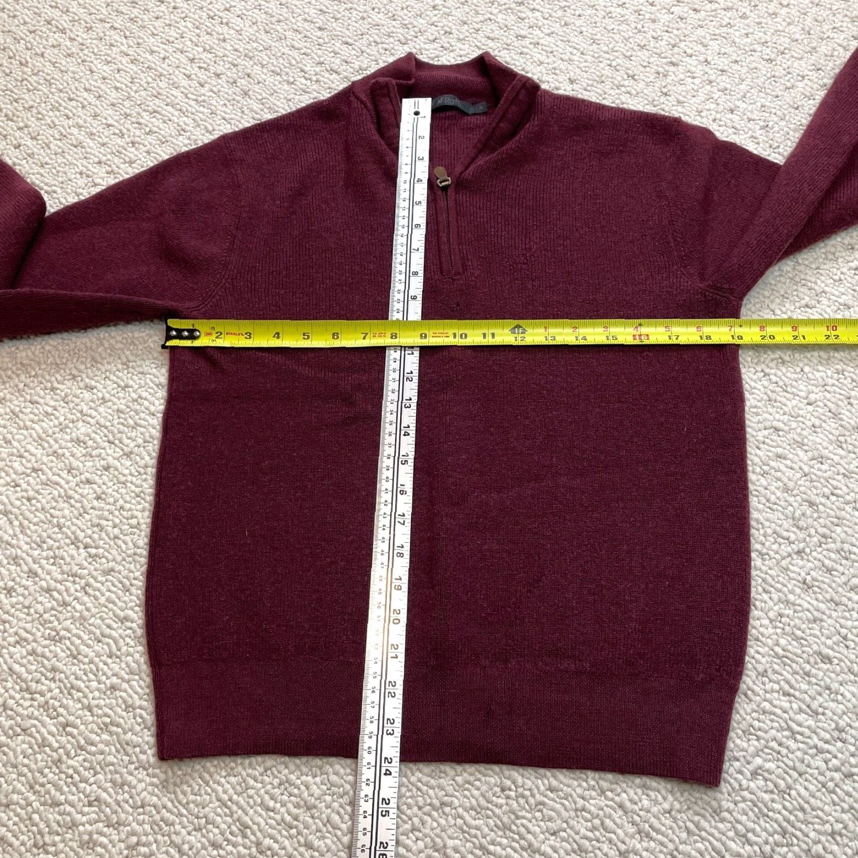 Vintage Raffi Sweater Mens XL Red 100% Merino Wool Extra Fine 1/4 Zip Pullover Knit Long Sleeve Casual Business Size US XL / EU 56 / 4 - 5 Thumbnail