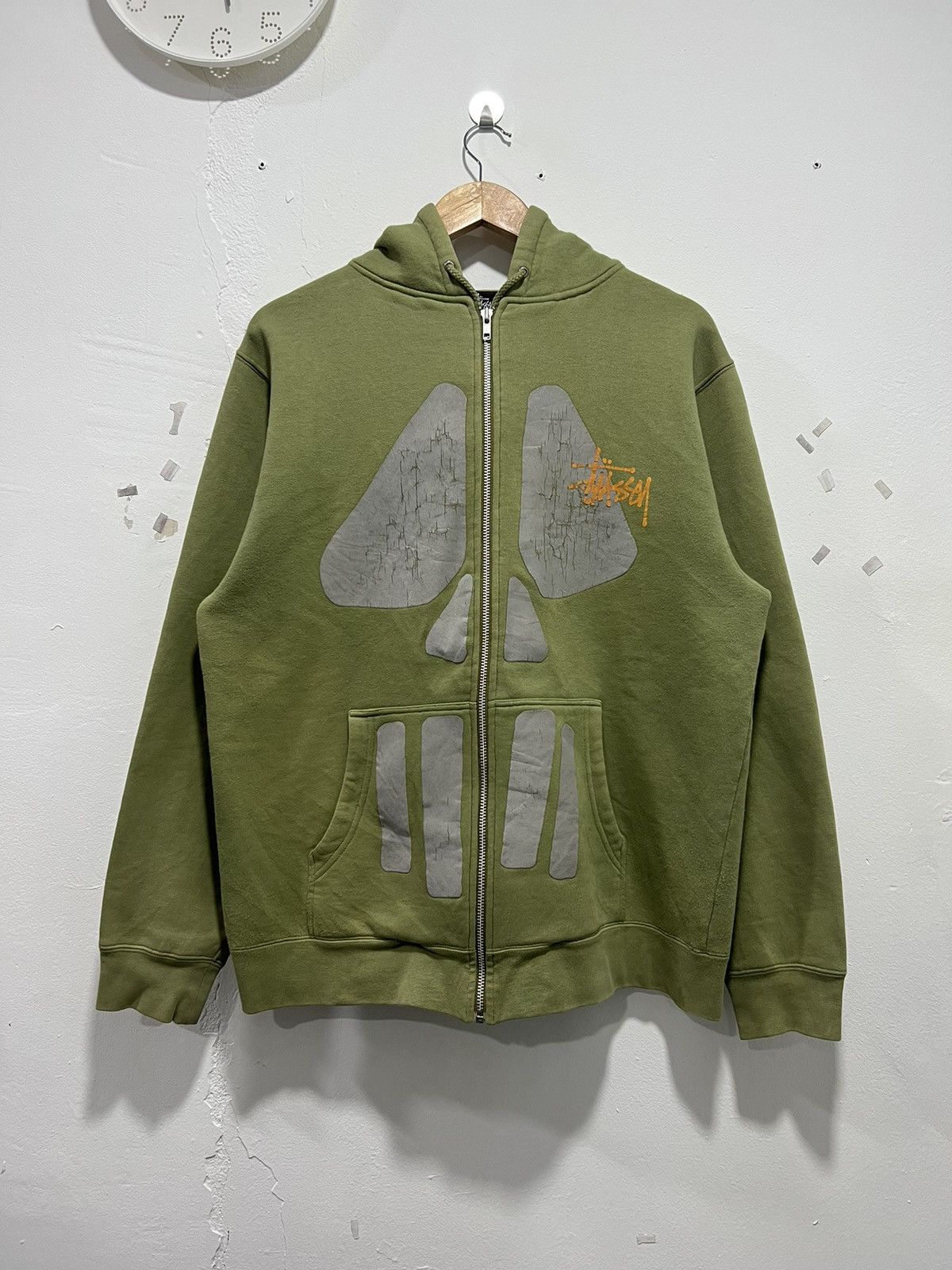 Streetwear Stussy Vintage Vintage Y2K Stussy Skull Zipper Hoodies Grailed