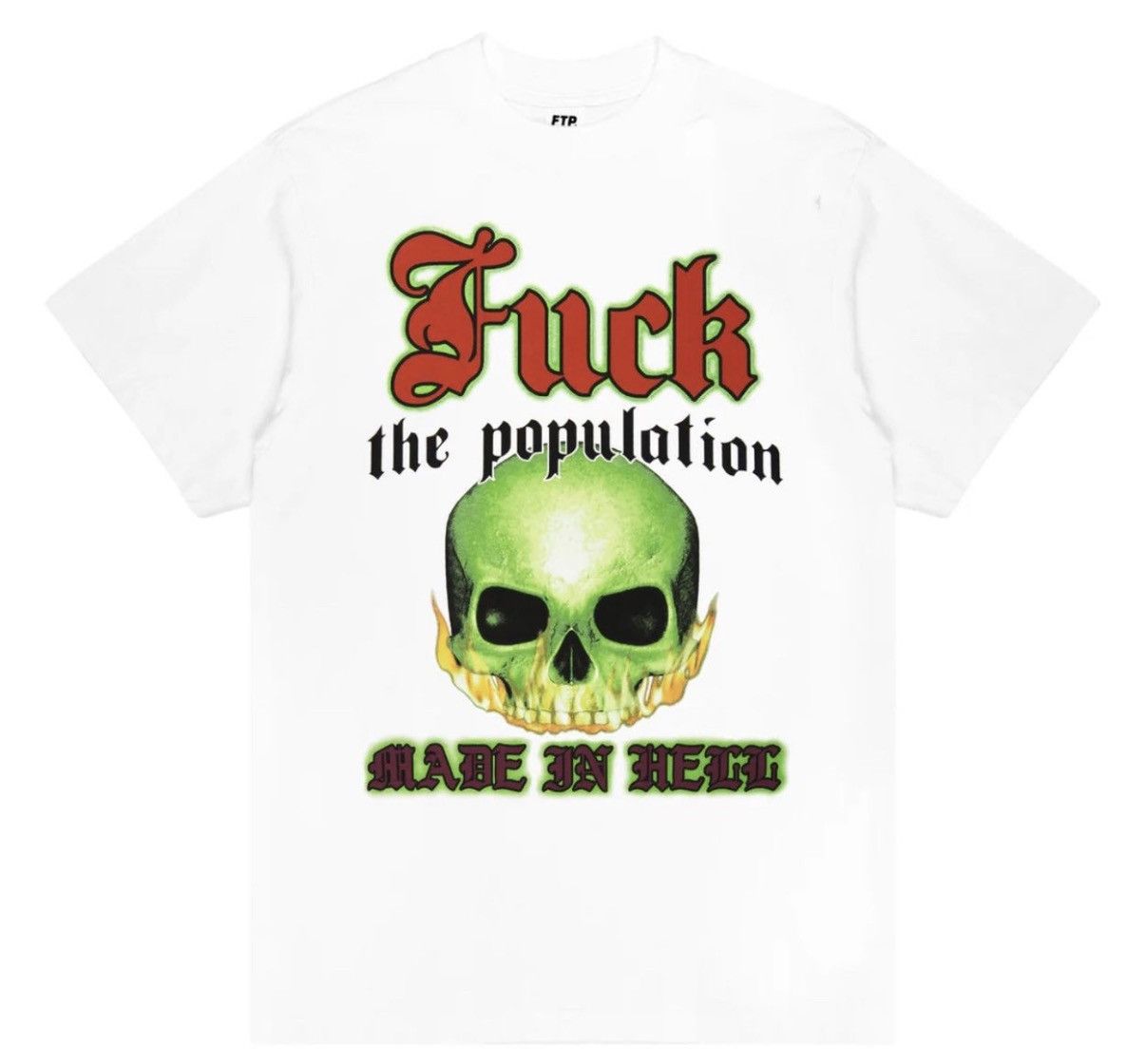 Fuck The Population FTP Flaming Skull Tee Size US M / EU 48-50 / 2 - 5 Thumbnail