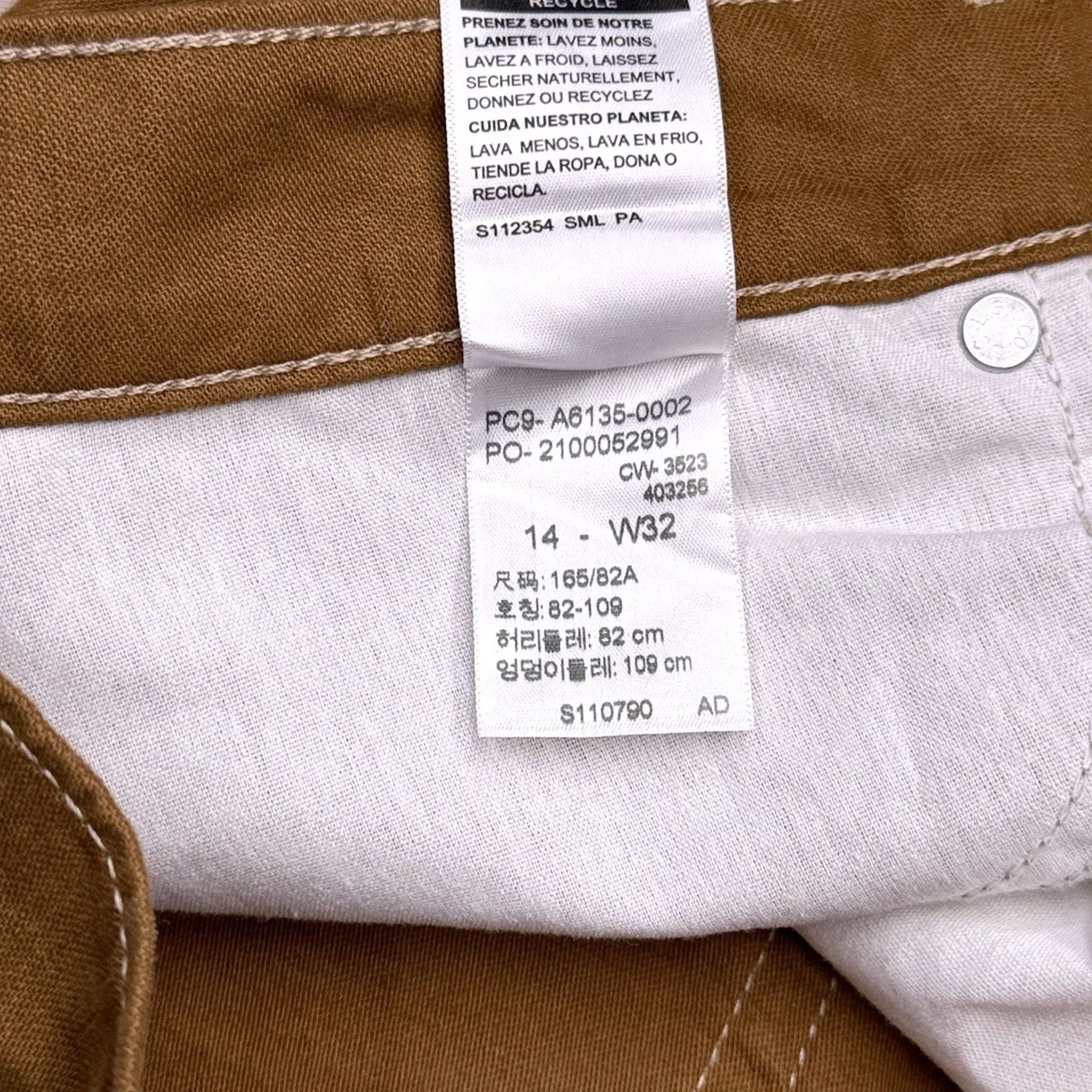 Denizen VINTAGE Denizen Jeans Women 14 W32 Tan Mid Rise Loose Straight 90s | Denim Brown 5-Pocket Logo Zip Mens? Size 36" / US 14 / IT 50 - 7 Thumbnail