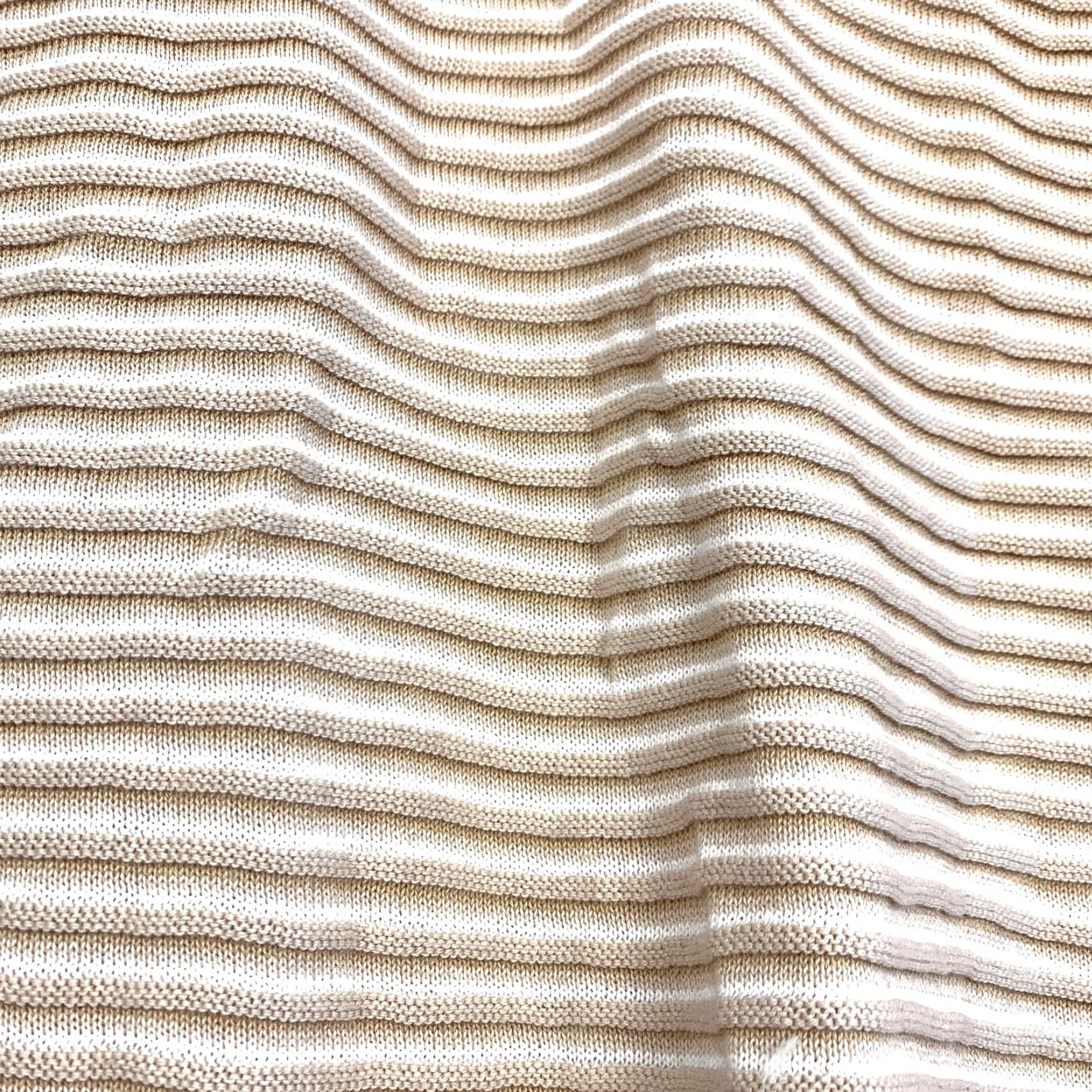 Vintage Wishlist Tan White Striped Ribbed V-Neck Sleeveless Shirt Tank Top Beige Large Women Cotton Tank Size L / US 10 / IT 46 - 2 Thumbnail