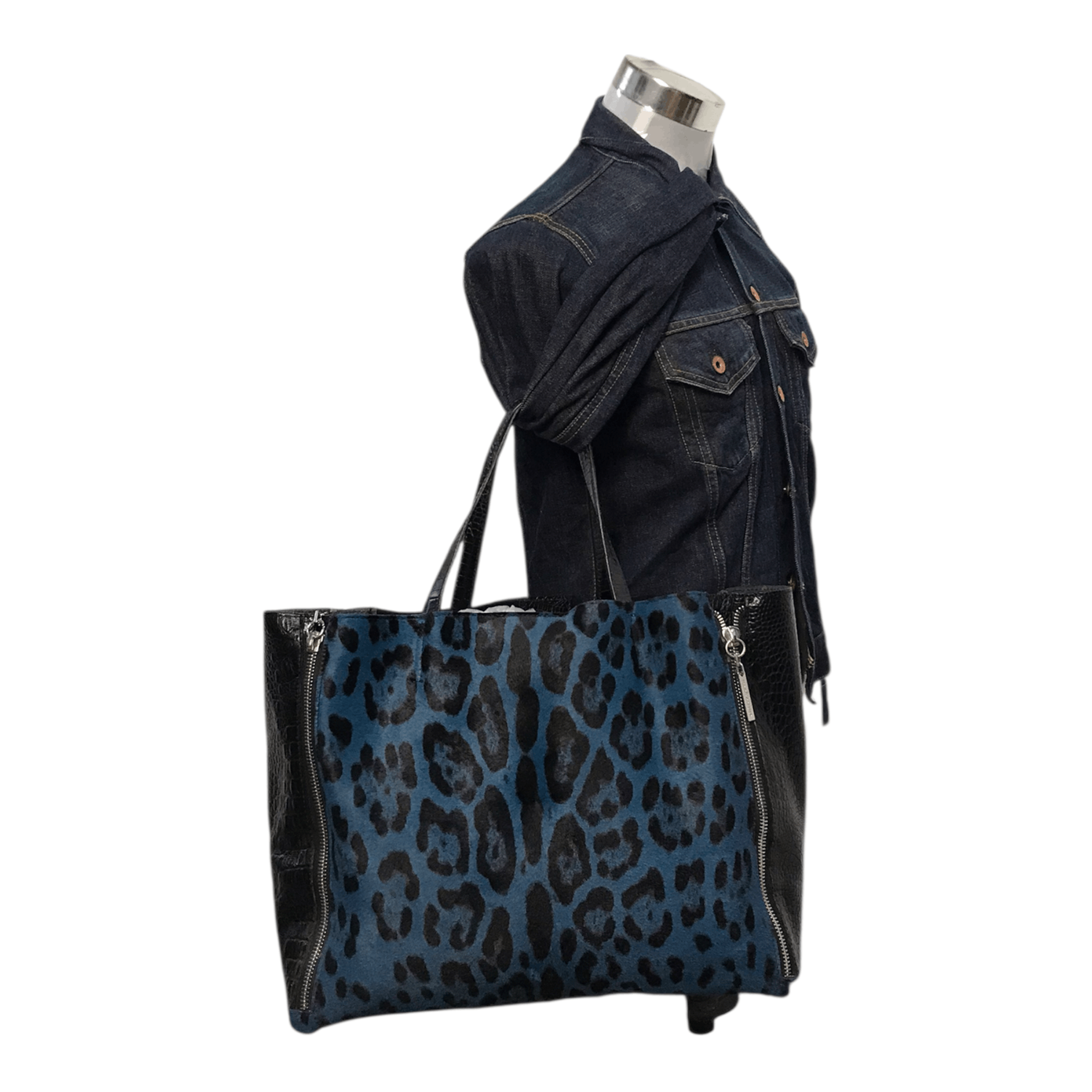 Genuine Leather enrico Pucci Crocodile With Leopard Fur Leather HandBag Size ONE SIZE - 2 Thumbnail