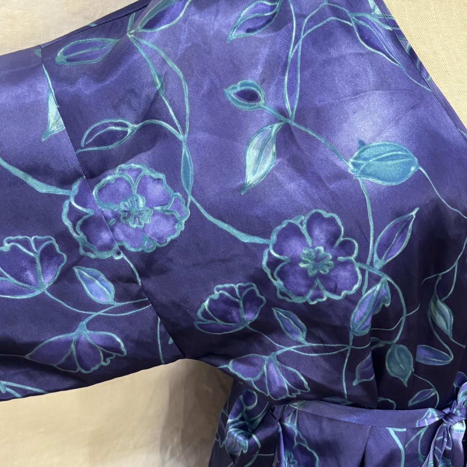 Other Vtg 90s satin floral blue & turquoise lingerie set sz large Size ONE SIZE - 3 Thumbnail