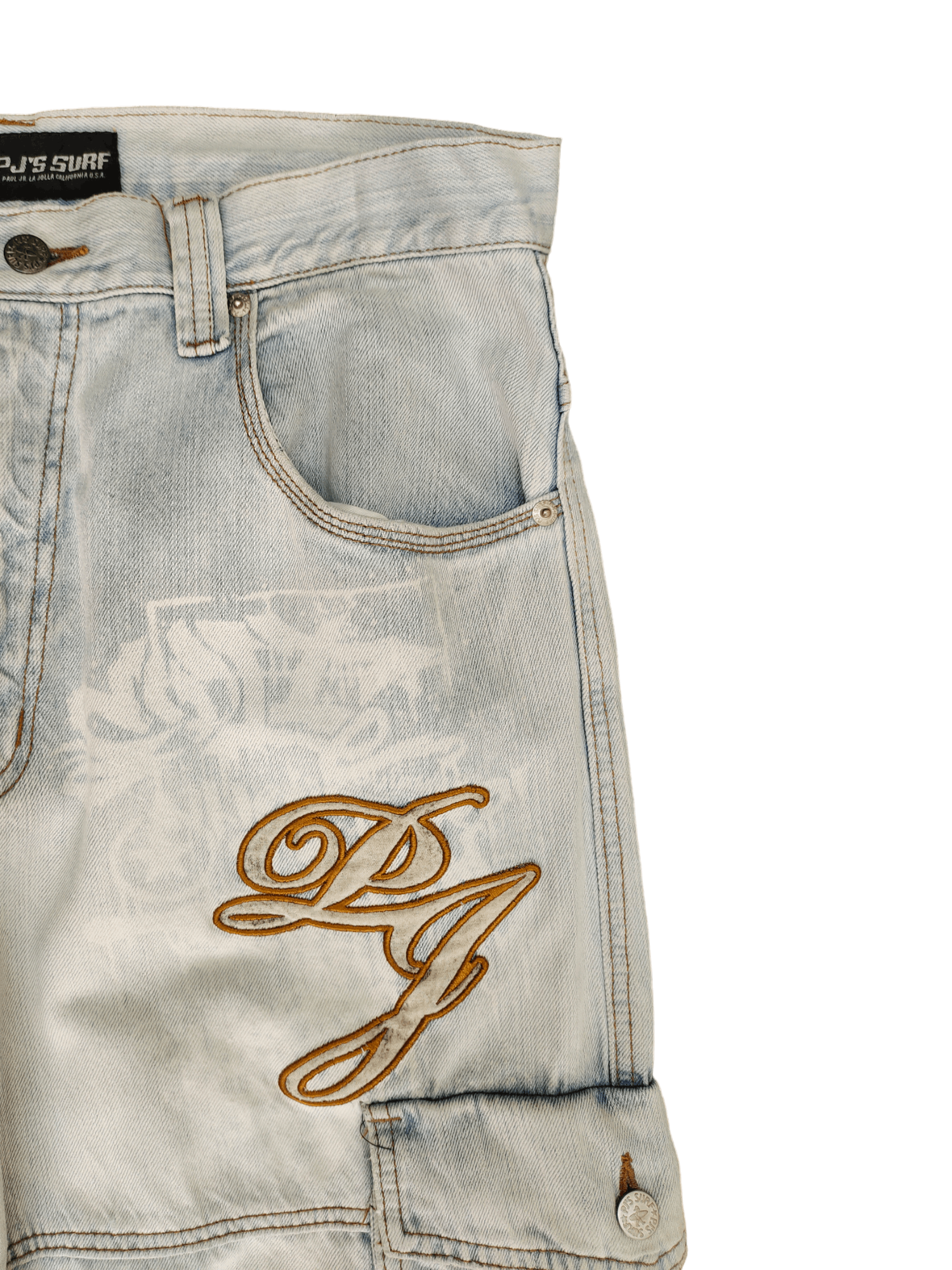 JNCO Baggy Jeans PJ Surf Light Wash Cargo Wide Leg Denim Y2k Jnco Size US 34 / EU 50 - 3 Thumbnail