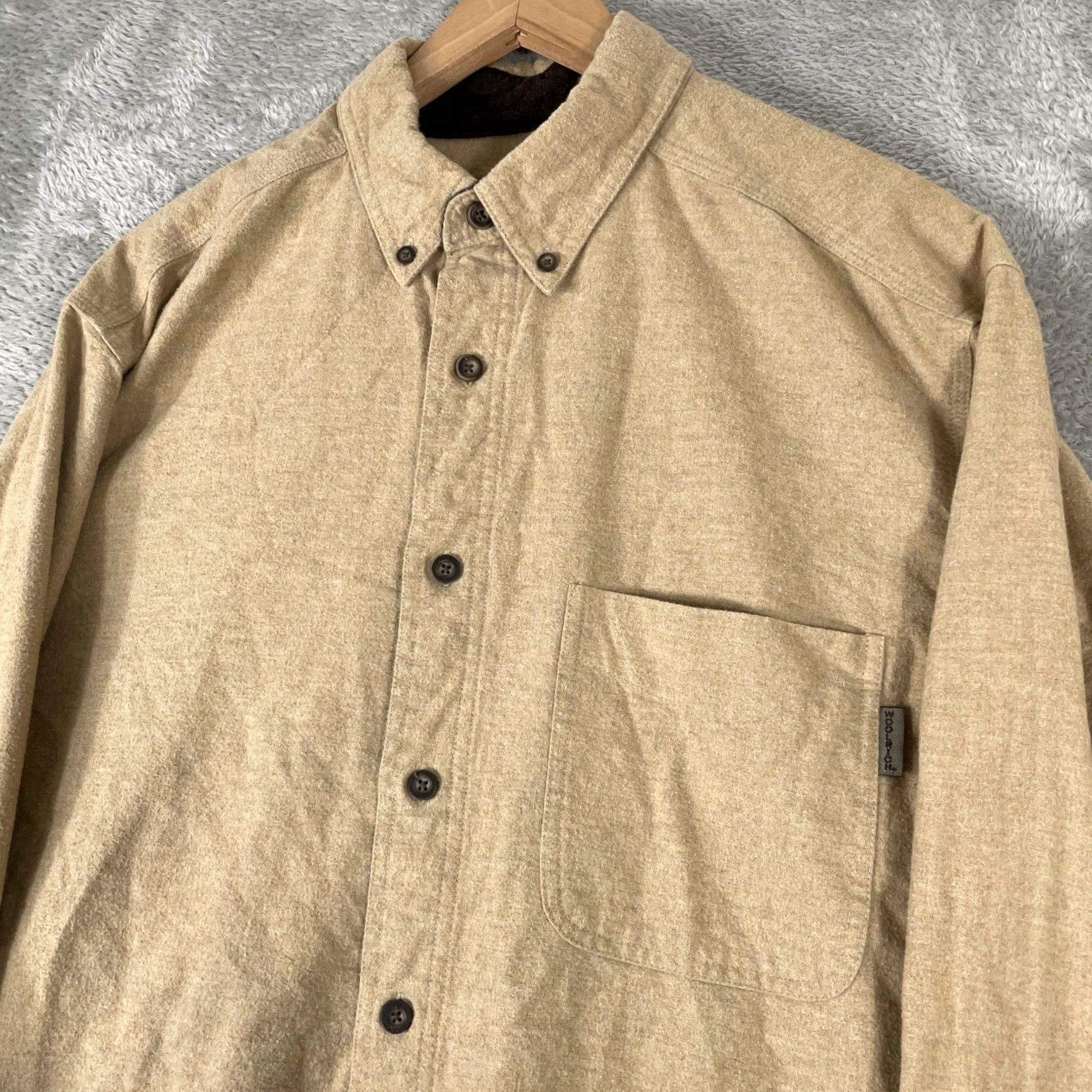 Vintage Woolrich Chamois Shirt Mens L Tan Heavy Cotton Flannel Button Down Workwear Shirt Size US L / EU 52-54 / 3 - 2 Thumbnail