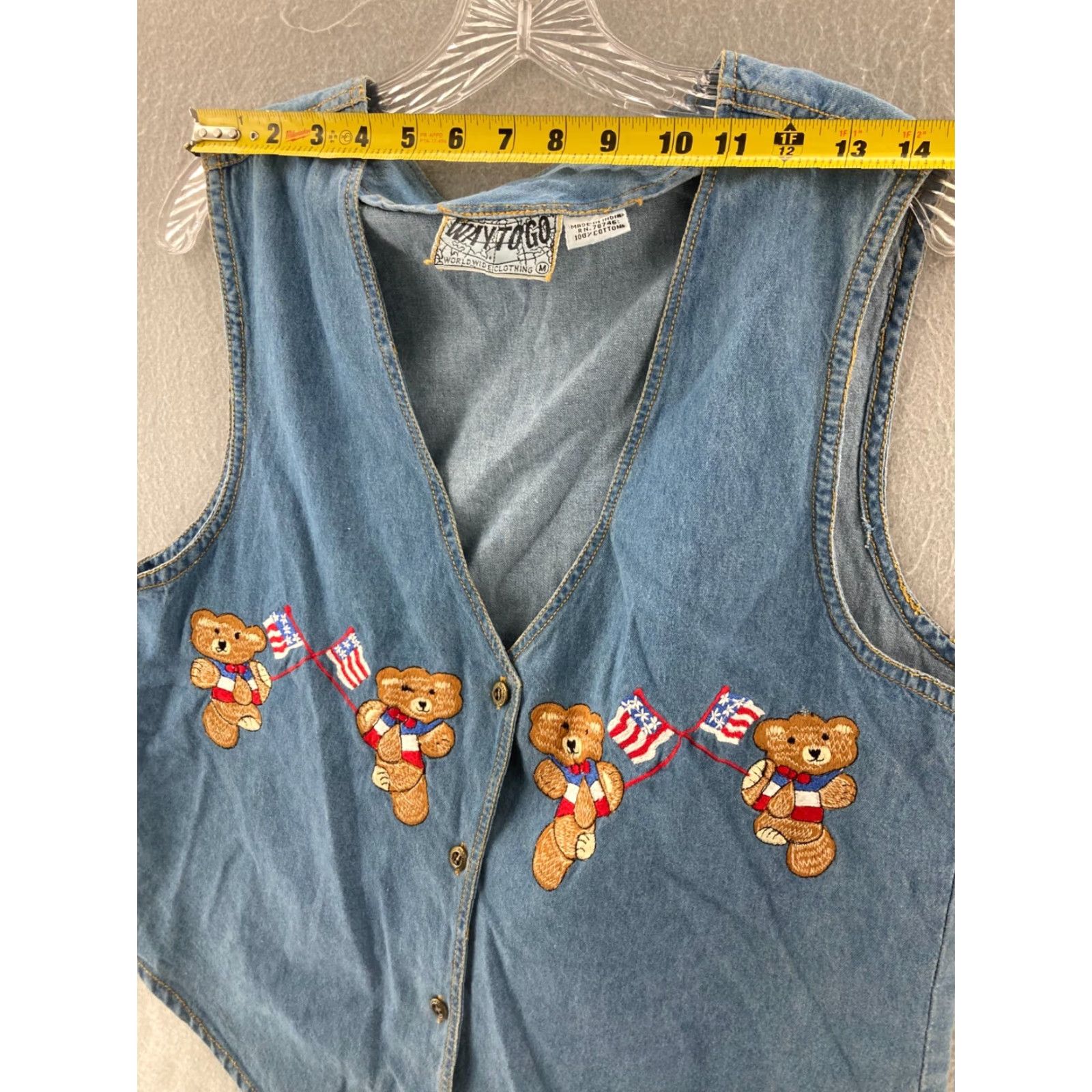 Denime VINTAGE Way To Go Denim Vest Womens Medium Teddy Bear Embroidered Denim Vest 80s Theme Womens Medium Blue Embroidered 80s Animals Mens Womens Size M / US 6-8 / IT 42-44 - 7 Thumbnail