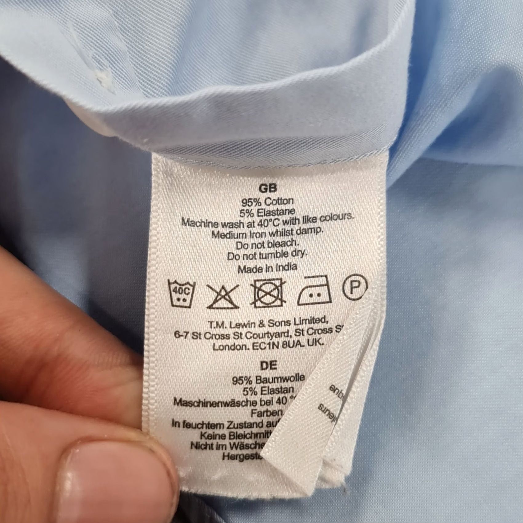 Vintage TM Lewin Mens Shirt Blue 16 Finest Cotton Stretch French Cuffs Button Up Formal Shirt Size 42R - 6 Thumbnail