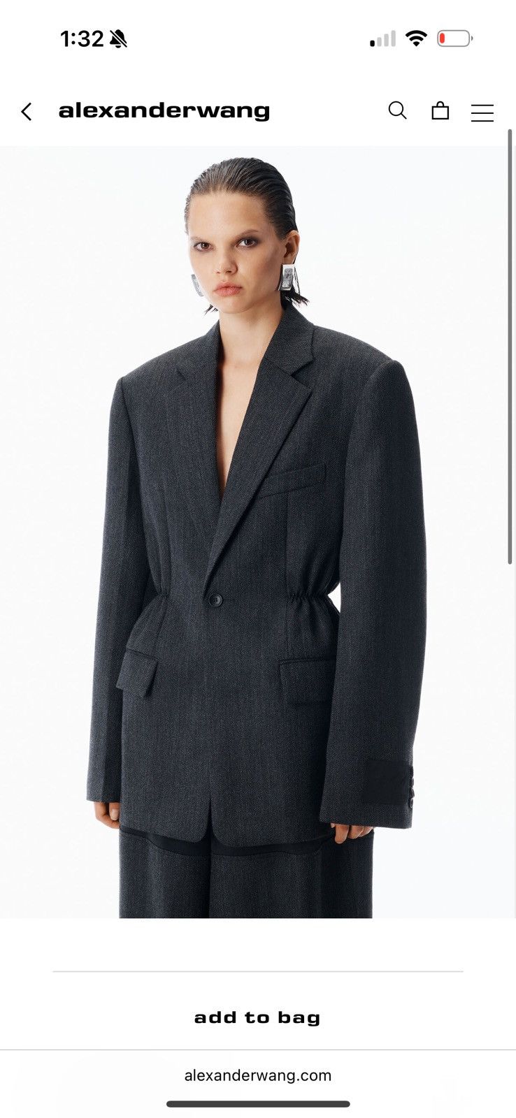 Alexander Wang Oversized Blazer with Ruching at Waist Size S / US 4 / IT 40 - 1 Thumbnail