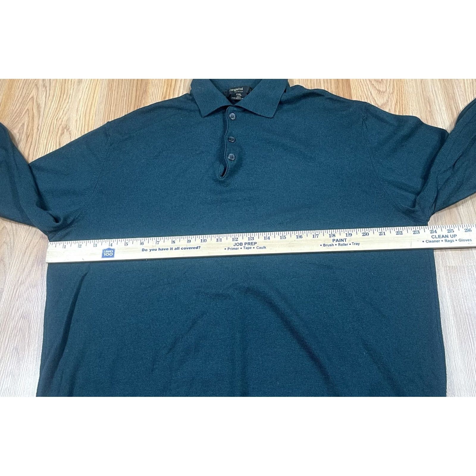 Vintage Giorgiolini Sweater Mens 2XL Green 100% Merino Wool Knit 1/4 Button Collared Pullover Long Sleeve Crew Neck Regular Fit Vintage: No Size US XXL / EU 58 / 5 - 5 Thumbnail