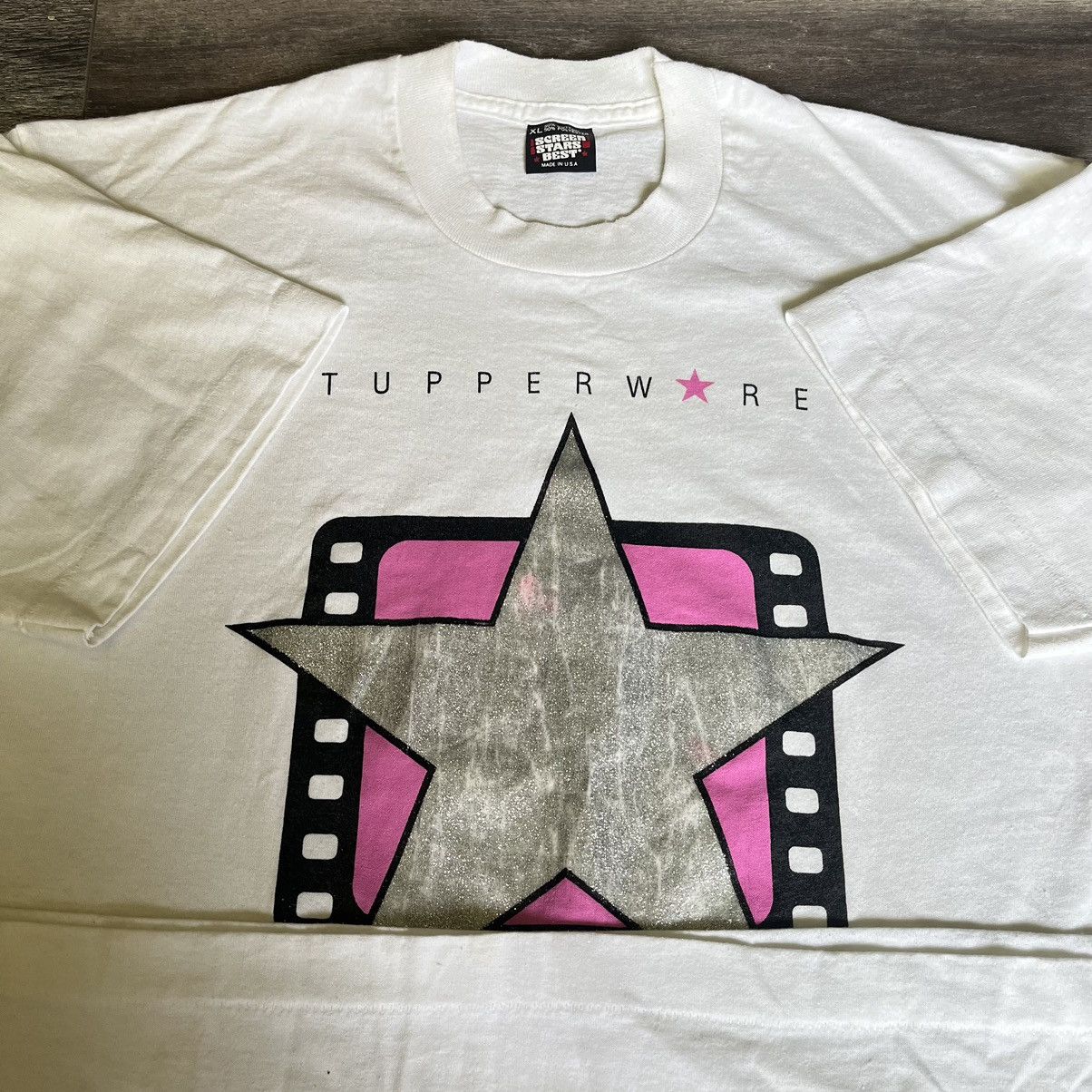 Other × Vintage Vintage 1990s Tupperware Jubilee Glitter Star Logo Tee Shirt Size US XL / EU 56 / 4 - 4 Thumbnail