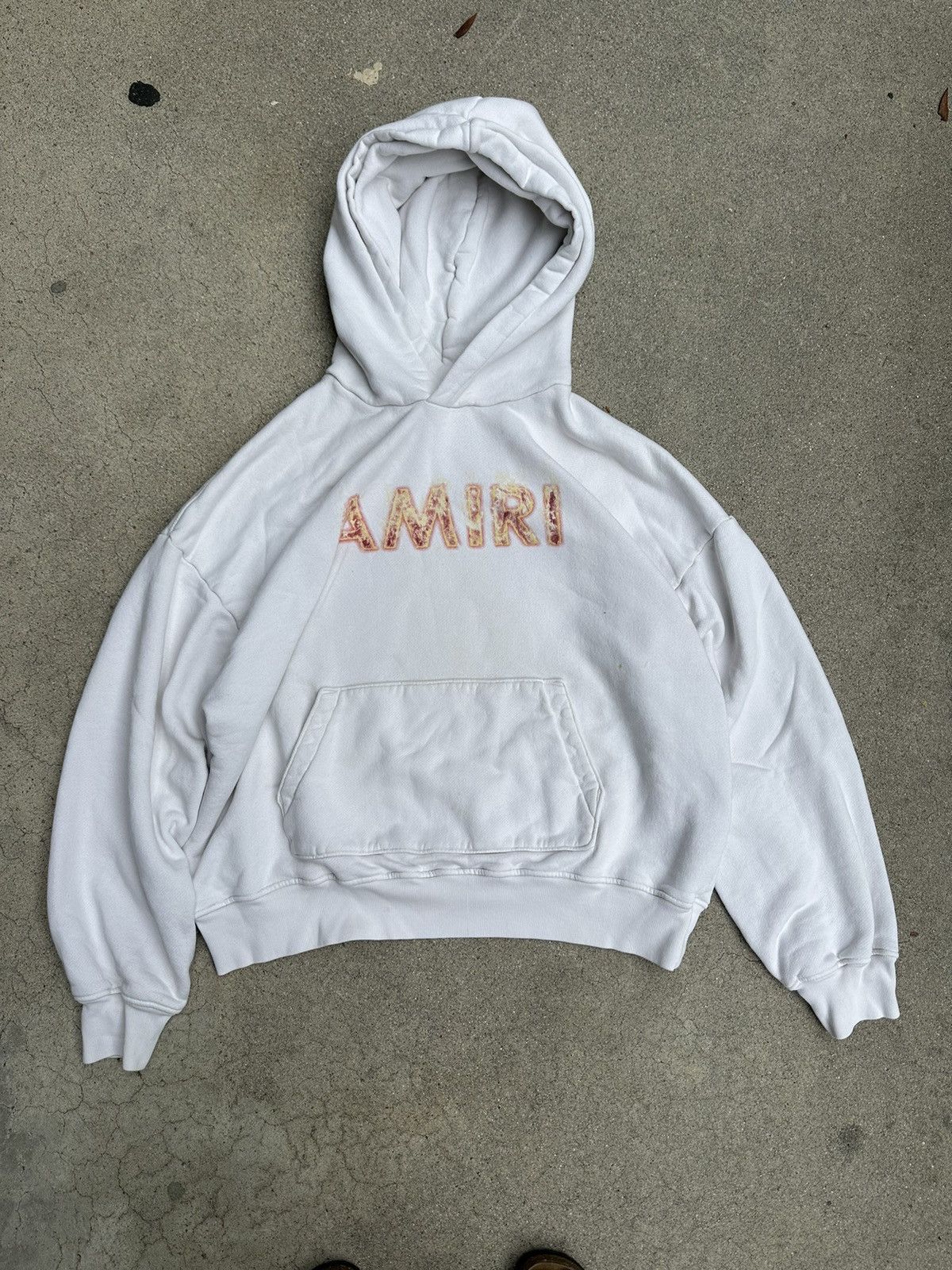 image of Amiri Flame Logo Hoodie in White, Men's (Size Medium)