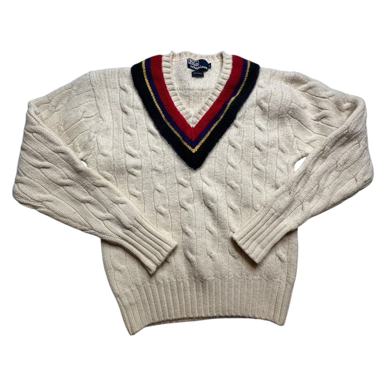 Polo Ralph Lauren Vintage 1980s Polo Ralph Lauren Wool Tennis Sweater Large Size US L / EU 52-54 / 3 - 1 Thumbnail