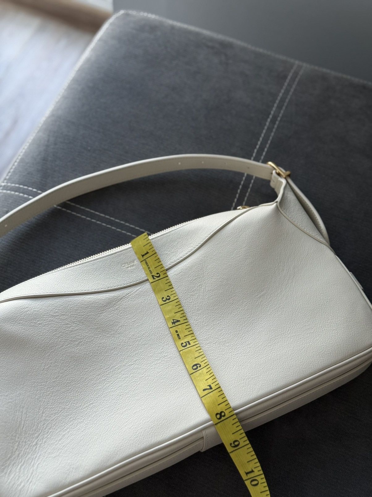 Celine Celine Small Romy Bag White Calfskin Leather Gold HW Size ONE SIZE - 17 Thumbnail