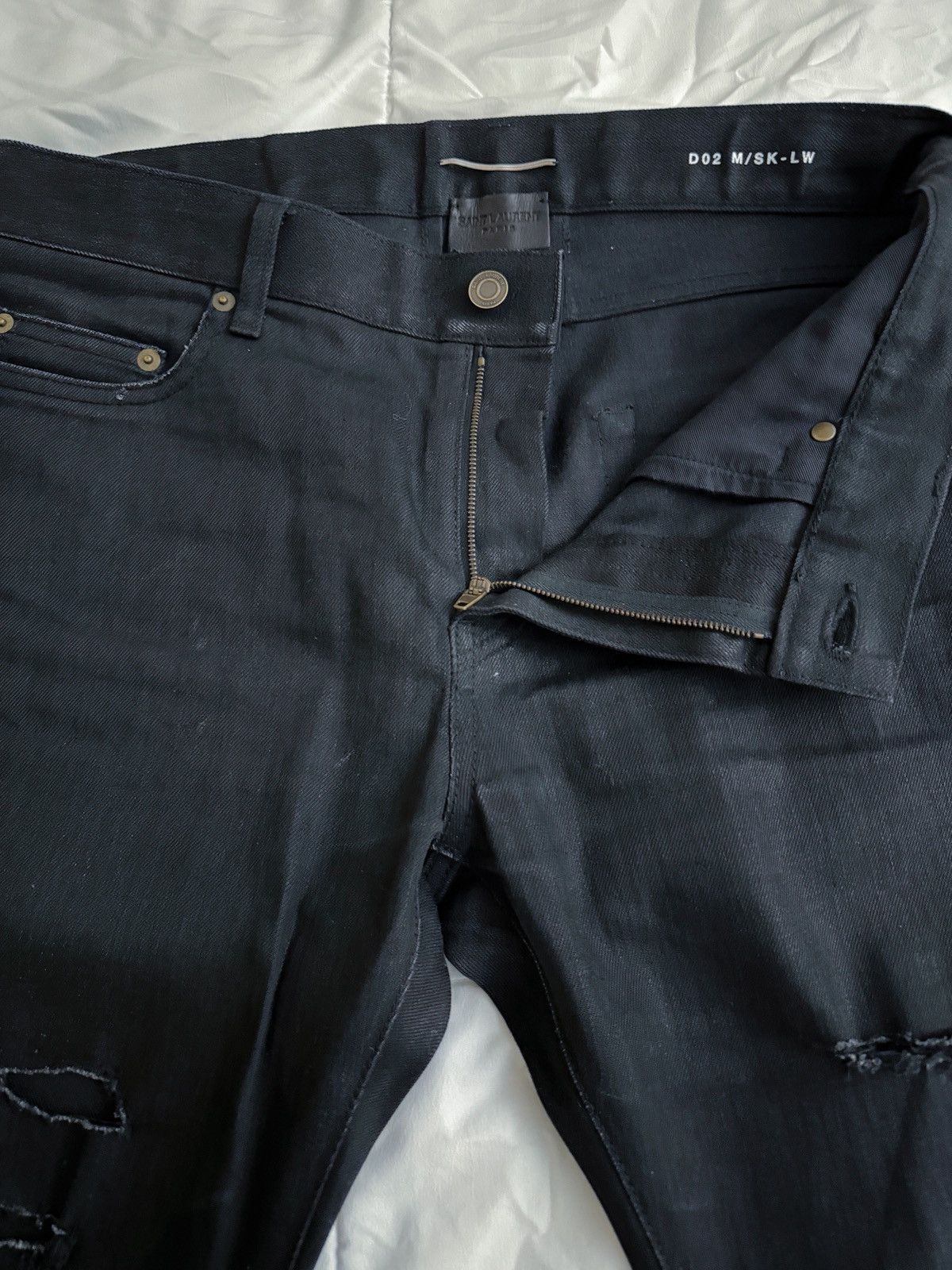Saint Laurent Paris Saint Laurent Paris Jeans 32 Skinny Black Distressed Ripped Size US 32 / EU 48 - 6 Thumbnail