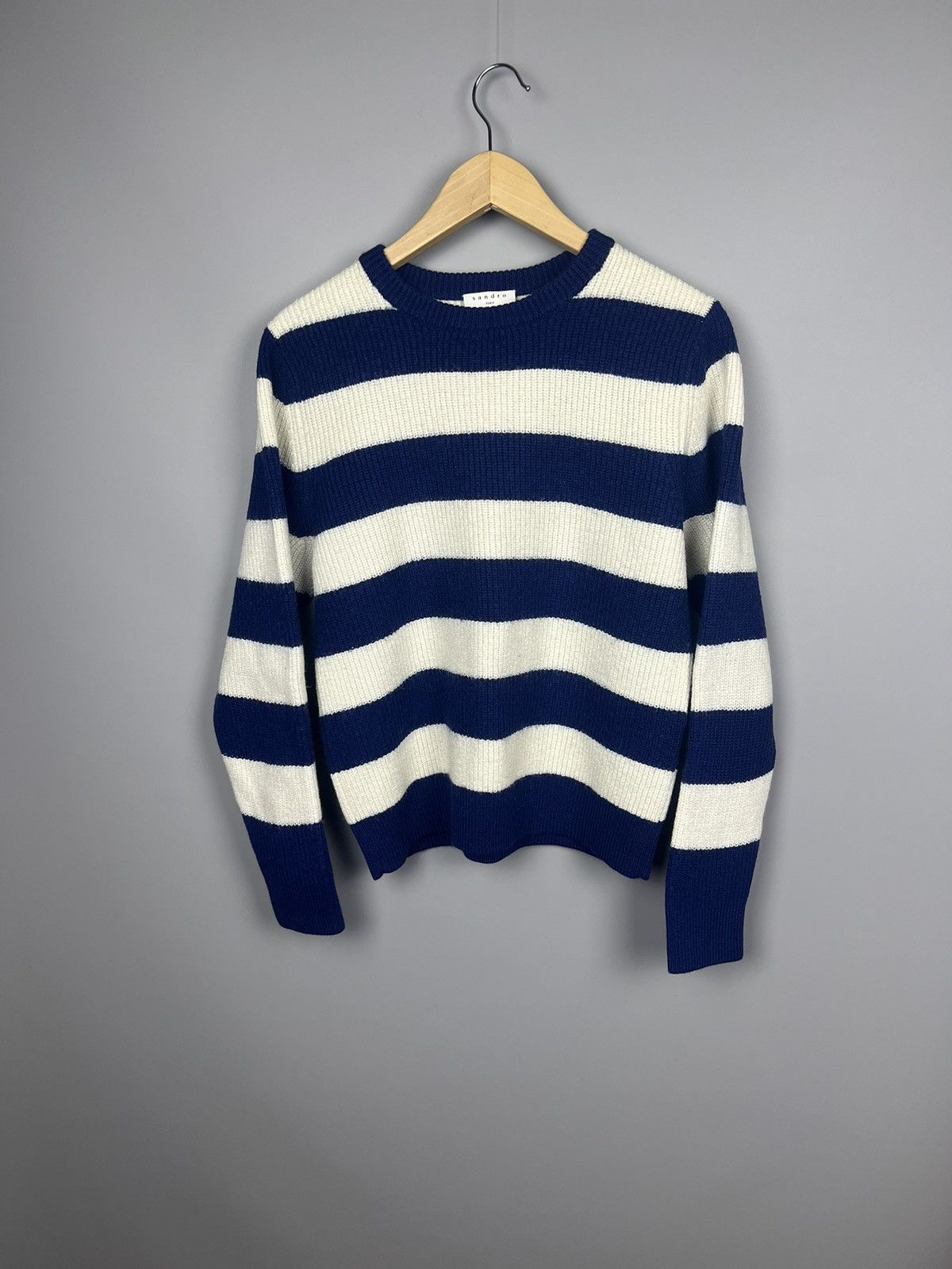 Designer × Sandro Sandro Johnny Wide Striped Crewneck Sweater Size L / US 10 / IT 46 - 1 Thumbnail