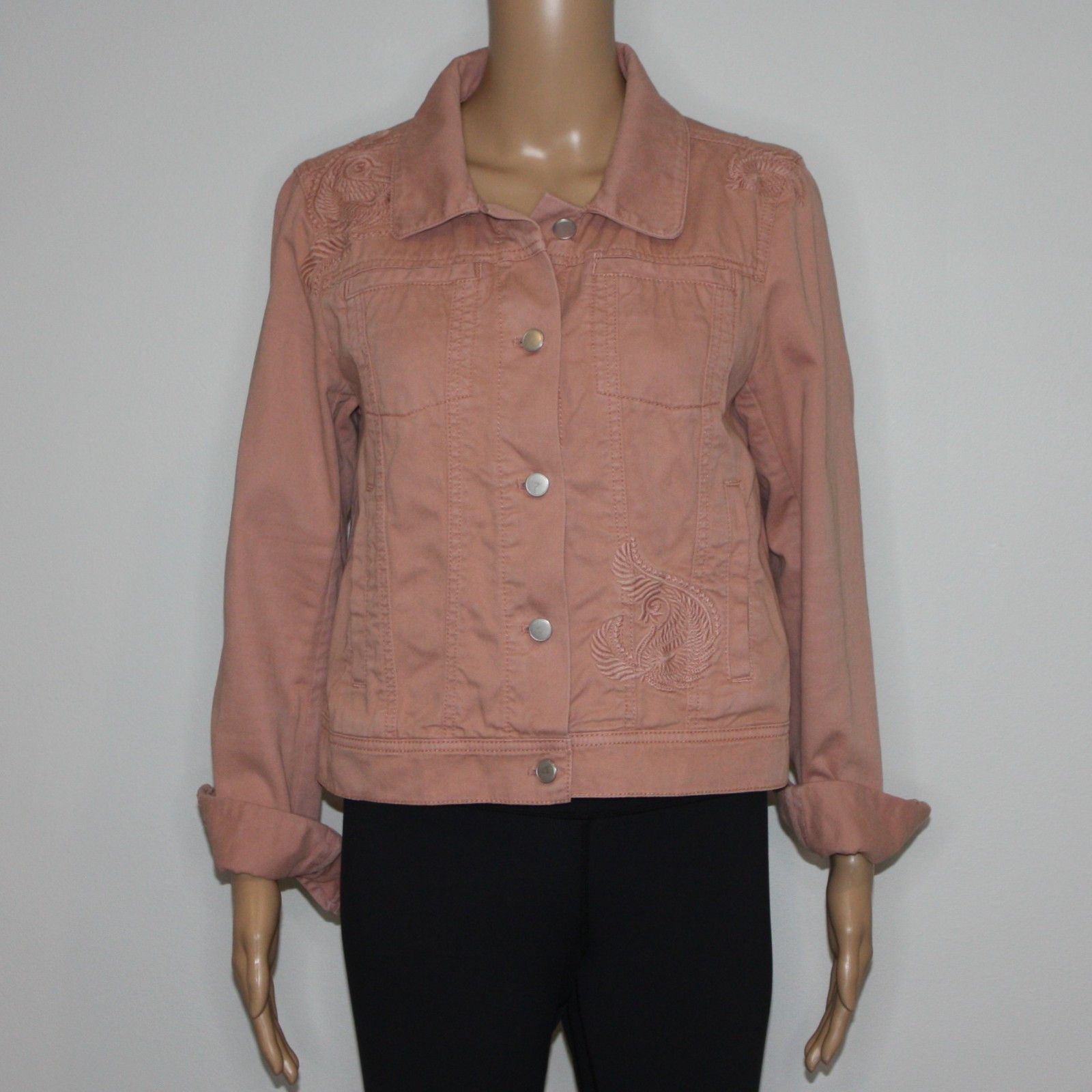 Loft Paisley Embroidered Denim Jacket in Color Arizona Clay Size S / US 4 / IT 40 - 12 Thumbnail
