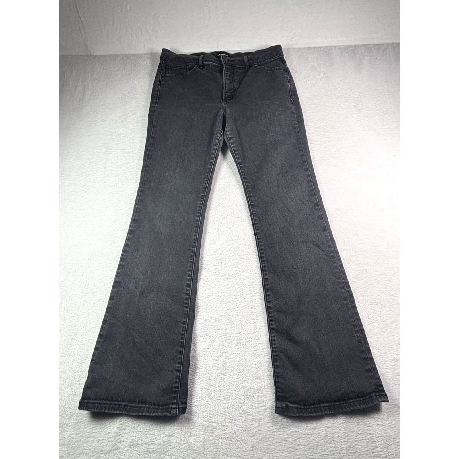 Express Express Jeans Bootcut Womens Size 12 Light Black Denim Stretch Pockets - Bootcut, Regular Fit, Mid Rise, Button Zip Closure, Denim - Express Size 24" / US 00 / IT 34 - 2 Thumbnail