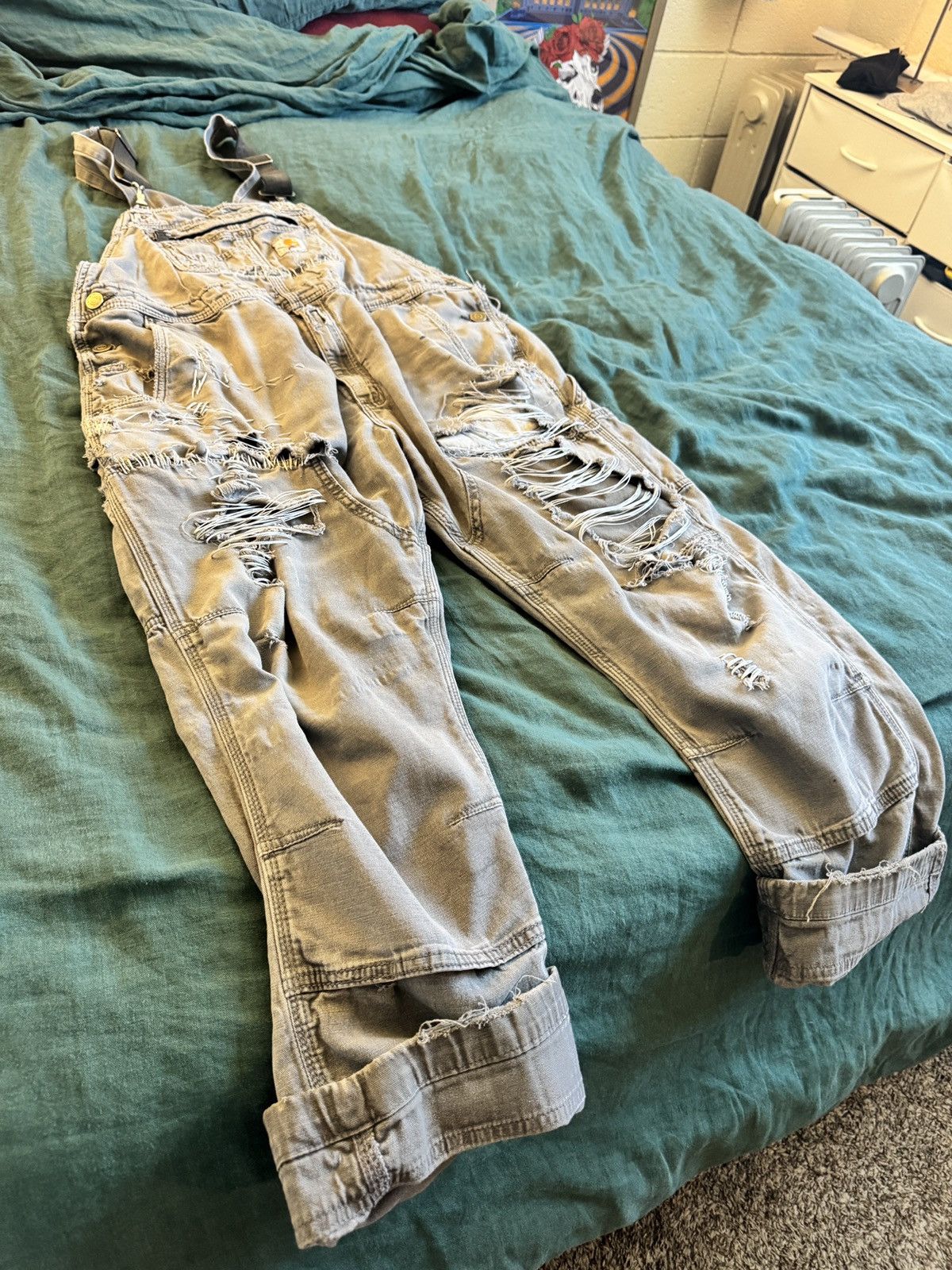 Carhartt 1-of-1 Thrashed Carhartt’s | Apocalyptic Sashiko Faded Gray Size US 38 / EU 54 - 1 Thumbnail