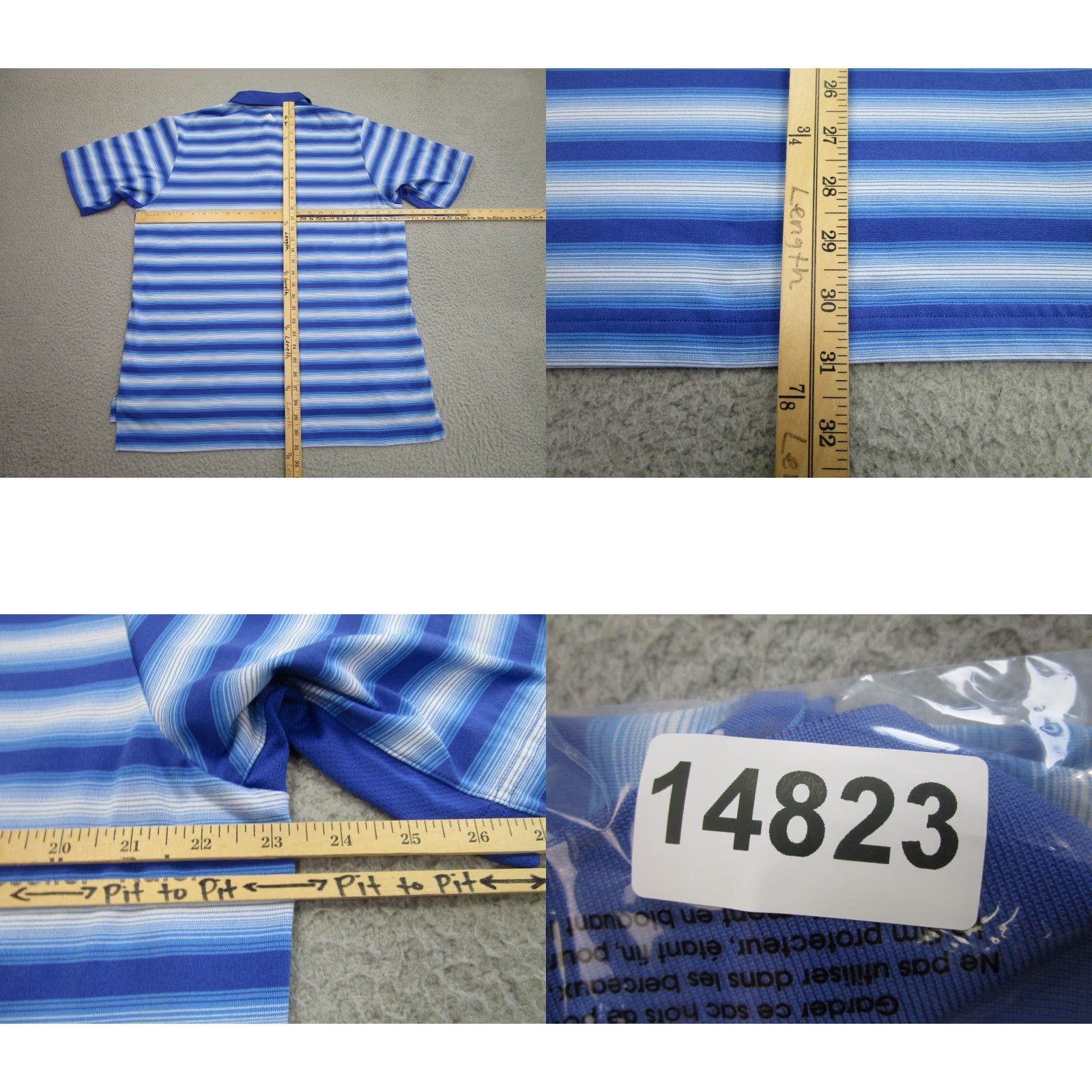 Adidas Adidas Golf Polo Shirt Mens Large Blue Striped Polo Los Robles Golf Tennis Performance Size US L / EU 52-54 / 3 - 8 Thumbnail