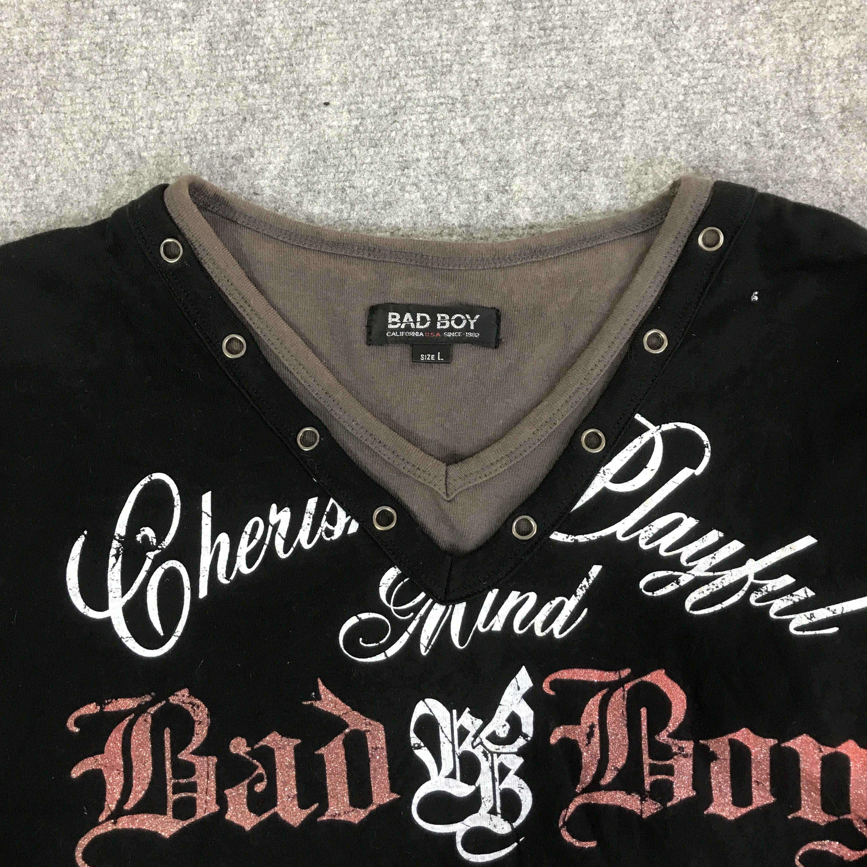 Japanese Brand BAD BOY BLACK PUNK LONG SLEEVE T-SHIRT K93B55 Size US L / EU 52-54 / 3 - 10 Thumbnail
