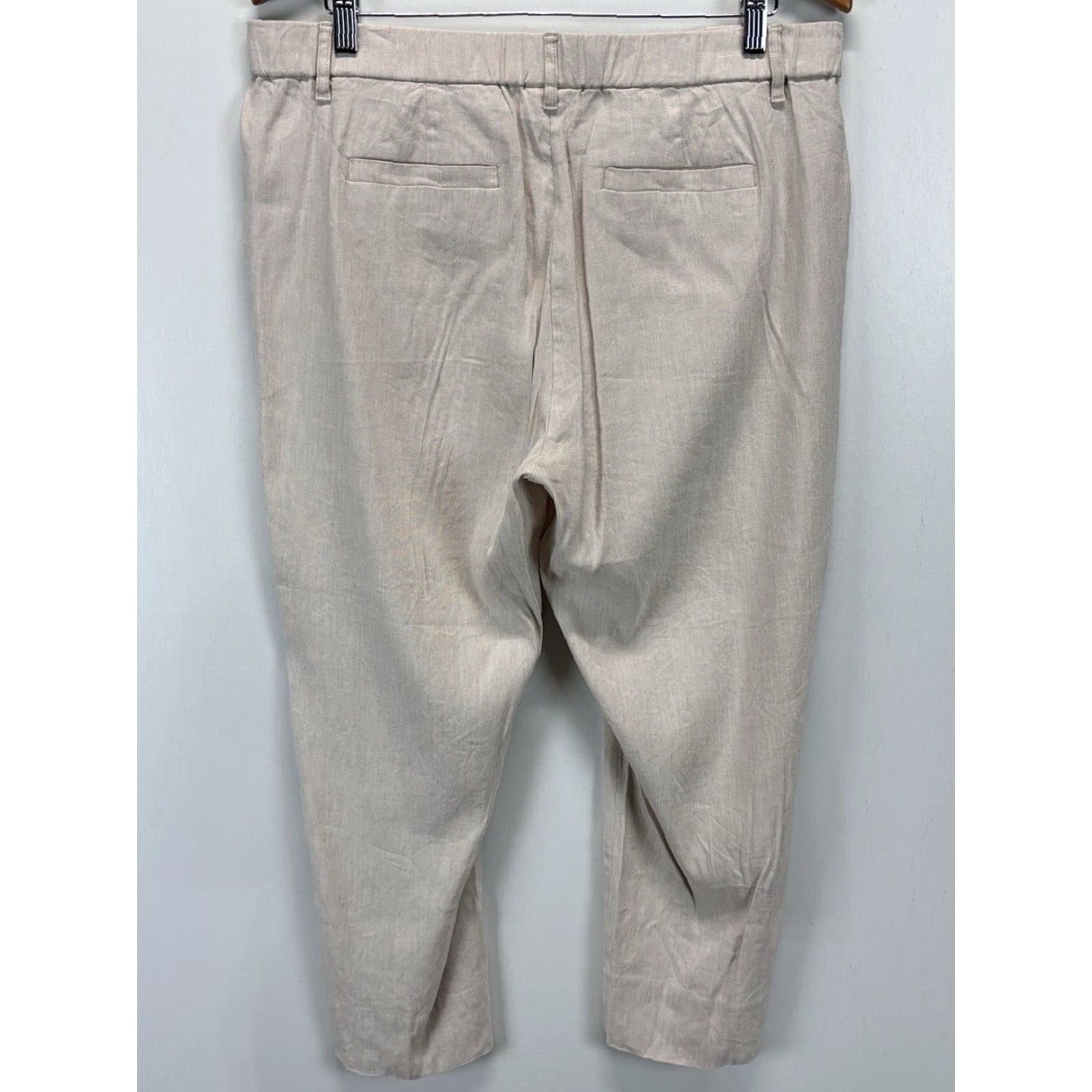 J. Jill J. Jill Women's Large Linen Ankle Pants Beige Size 36" / US 14 / IT 50 - 3 Thumbnail