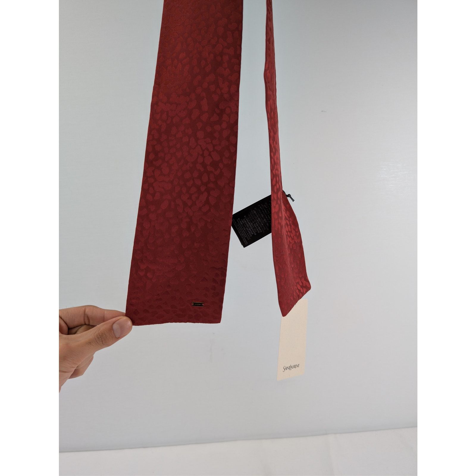 Saint Laurent Paris o1rshd1 Size: OS / Lavalliere Leopard Satin Scarf in Red Size ONE SIZE - 9 Thumbnail