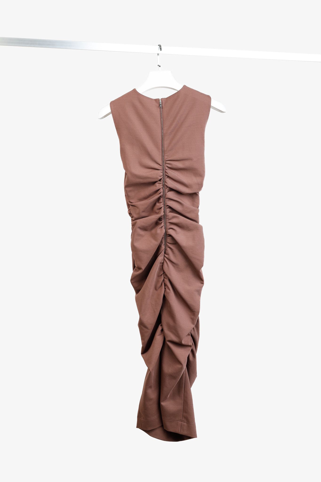 Dolce & Gabbana Dolce & Gabbana Brown Ruched Sleeveless Midi Dress Size M / US 6-8 / IT 42-44 - 2 Thumbnail