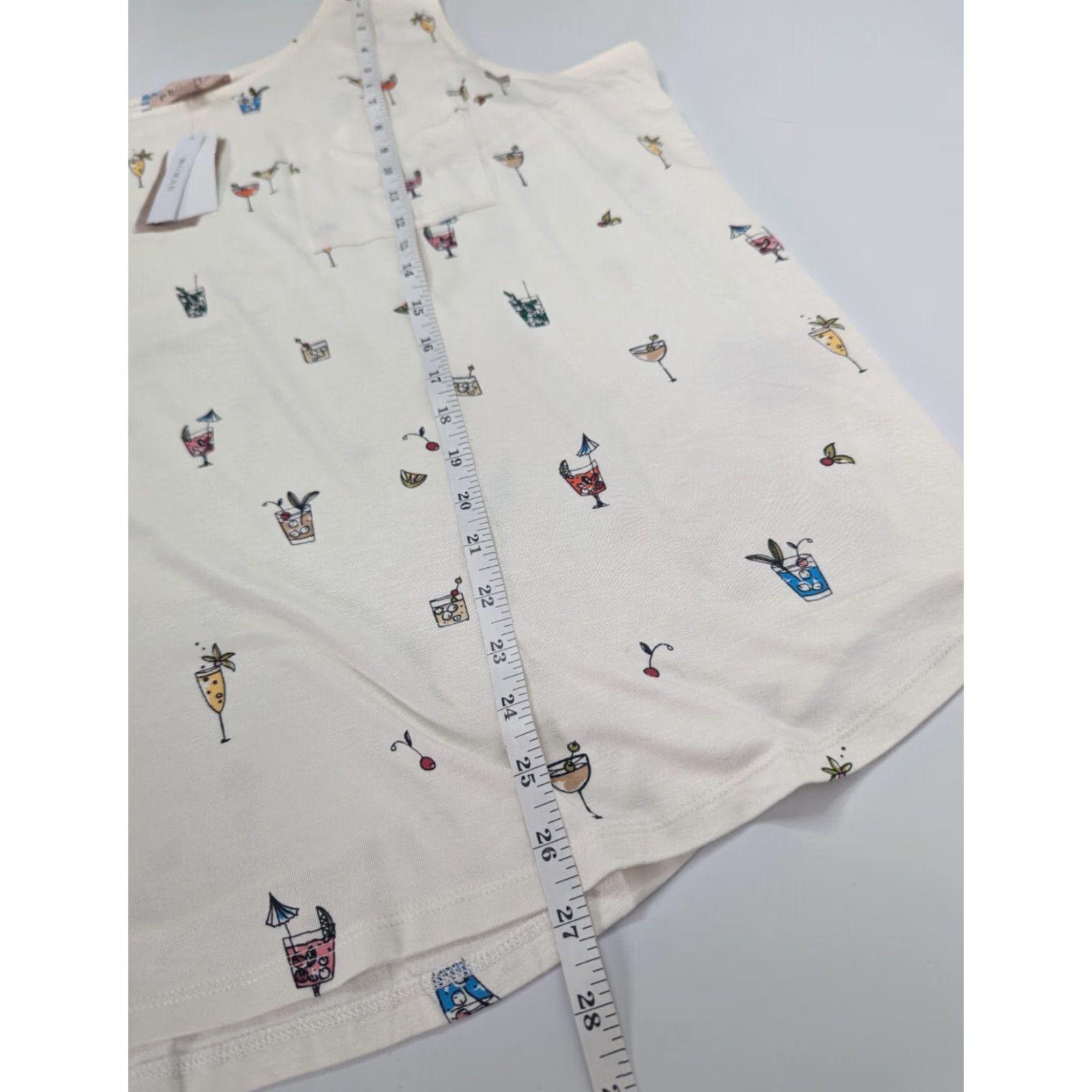 Vintage Philosophy Ivory Cocktail Print Hi-Low Hem Tunic Tank Pocket Top Size 2X MrsP 8 Size XXL / US 16-18 / IT 52-54 - 3 Thumbnail