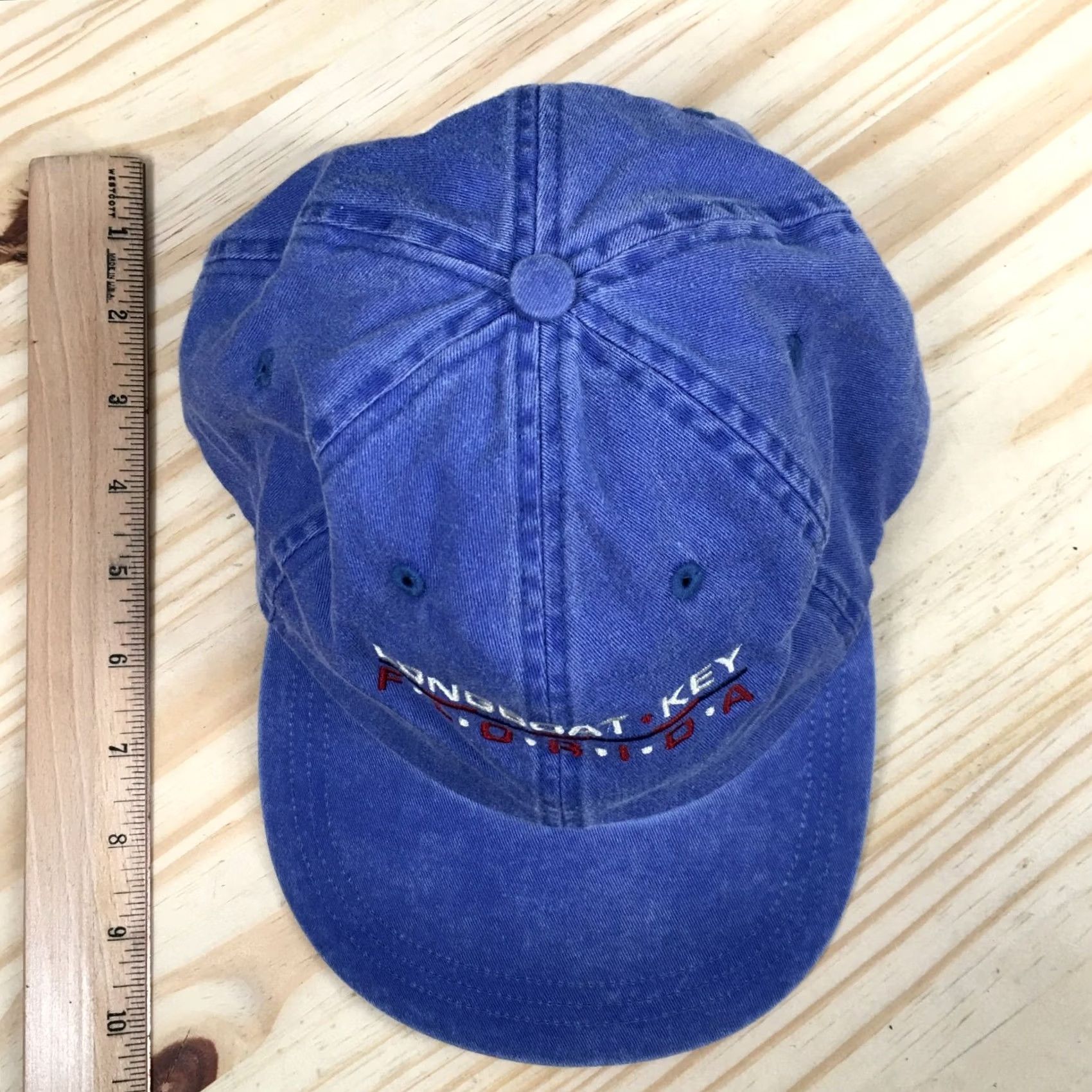 Vintage Ahead Blue Canvas Baseball Cap OS Mens Embroidered Longboat Key Florida Summer Hat Size ONE SIZE - 4 Thumbnail