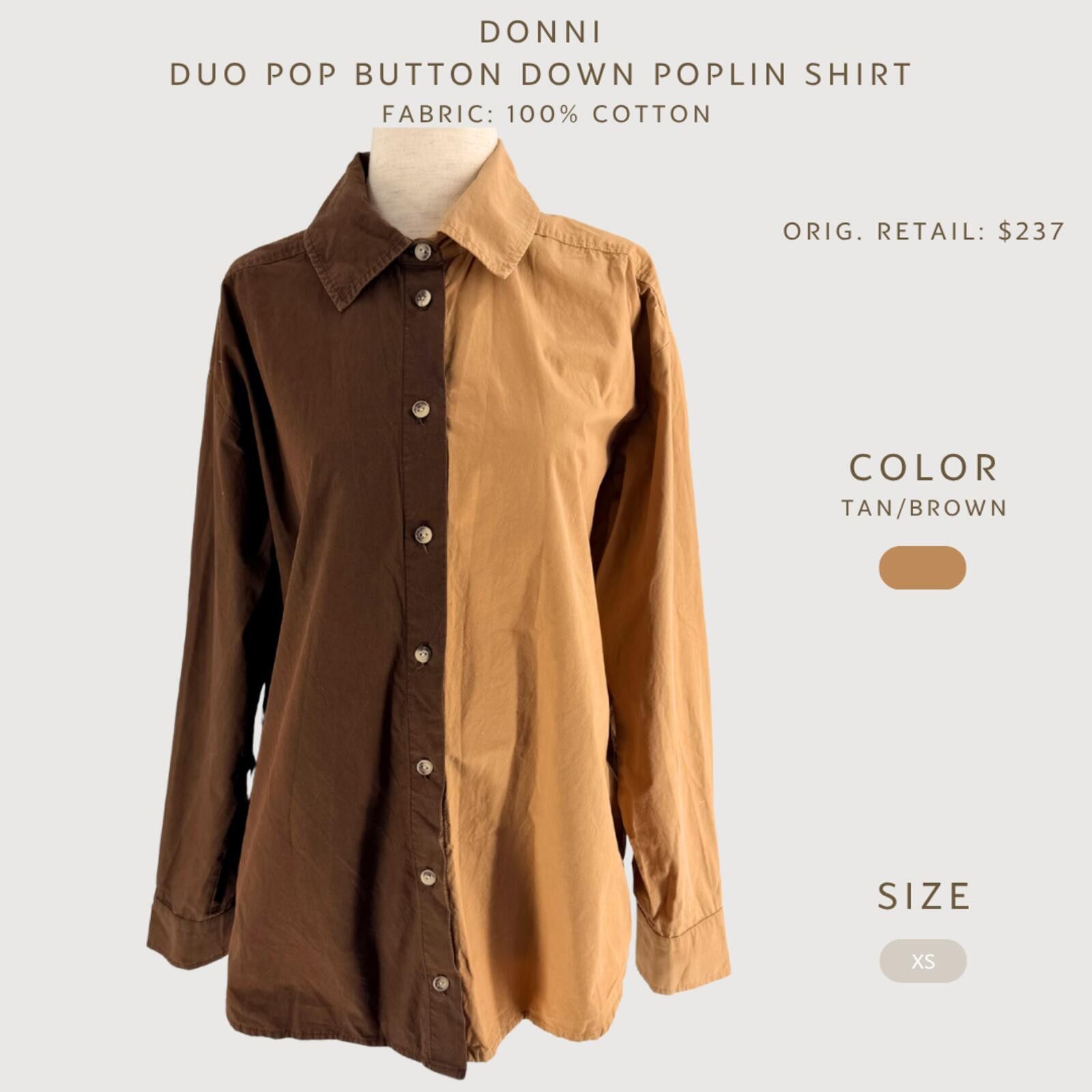 Donna Karan Donni Duo Pop Colorblock Poplin Shirt XS Size XS / US 0-2 / IT 36-38 - 2 Thumbnail