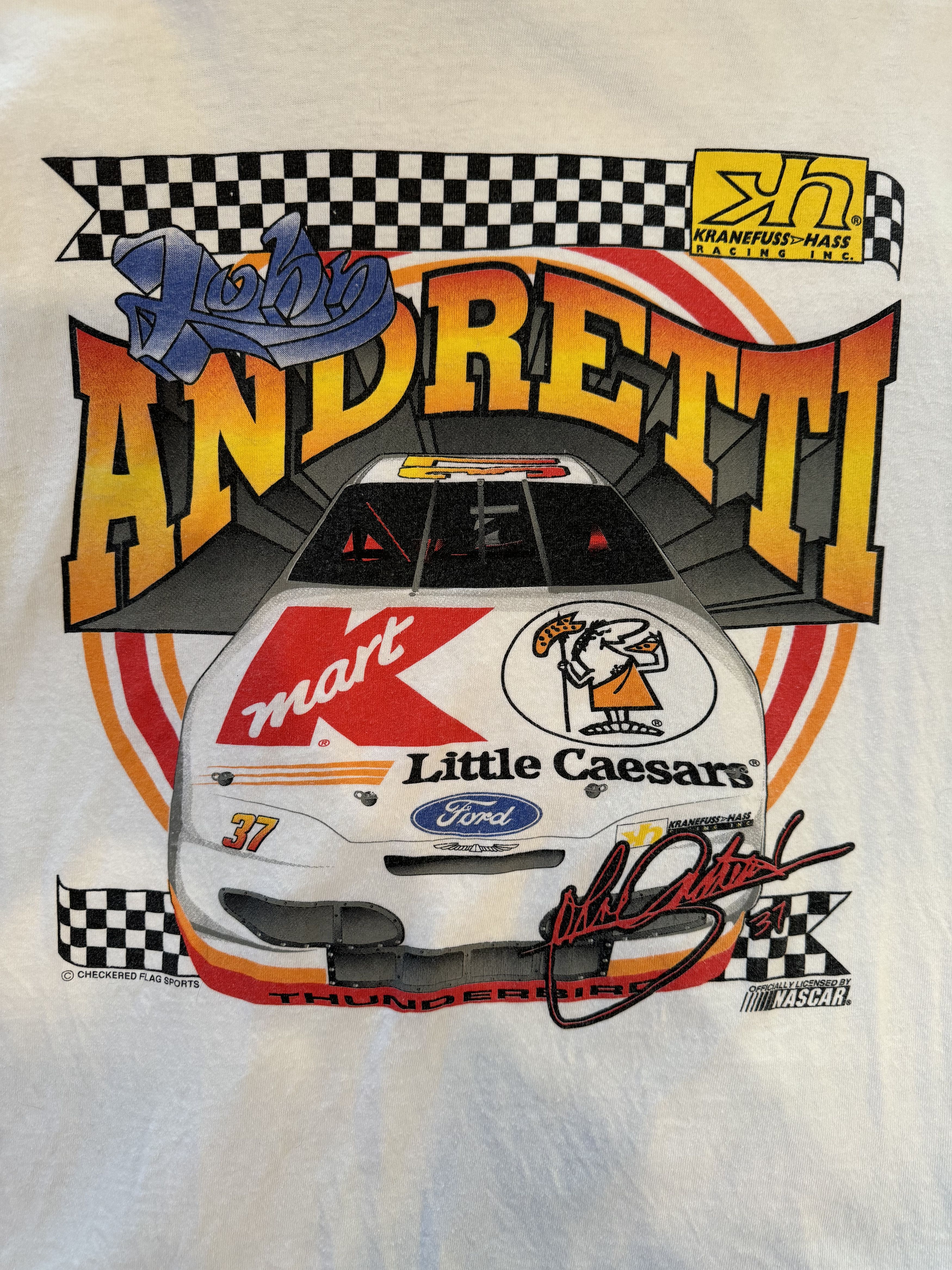 NASCAR Vintage 90s John Andretti NASCAR T-shirt Size US L / EU 52-54 / 3 - 3 Thumbnail