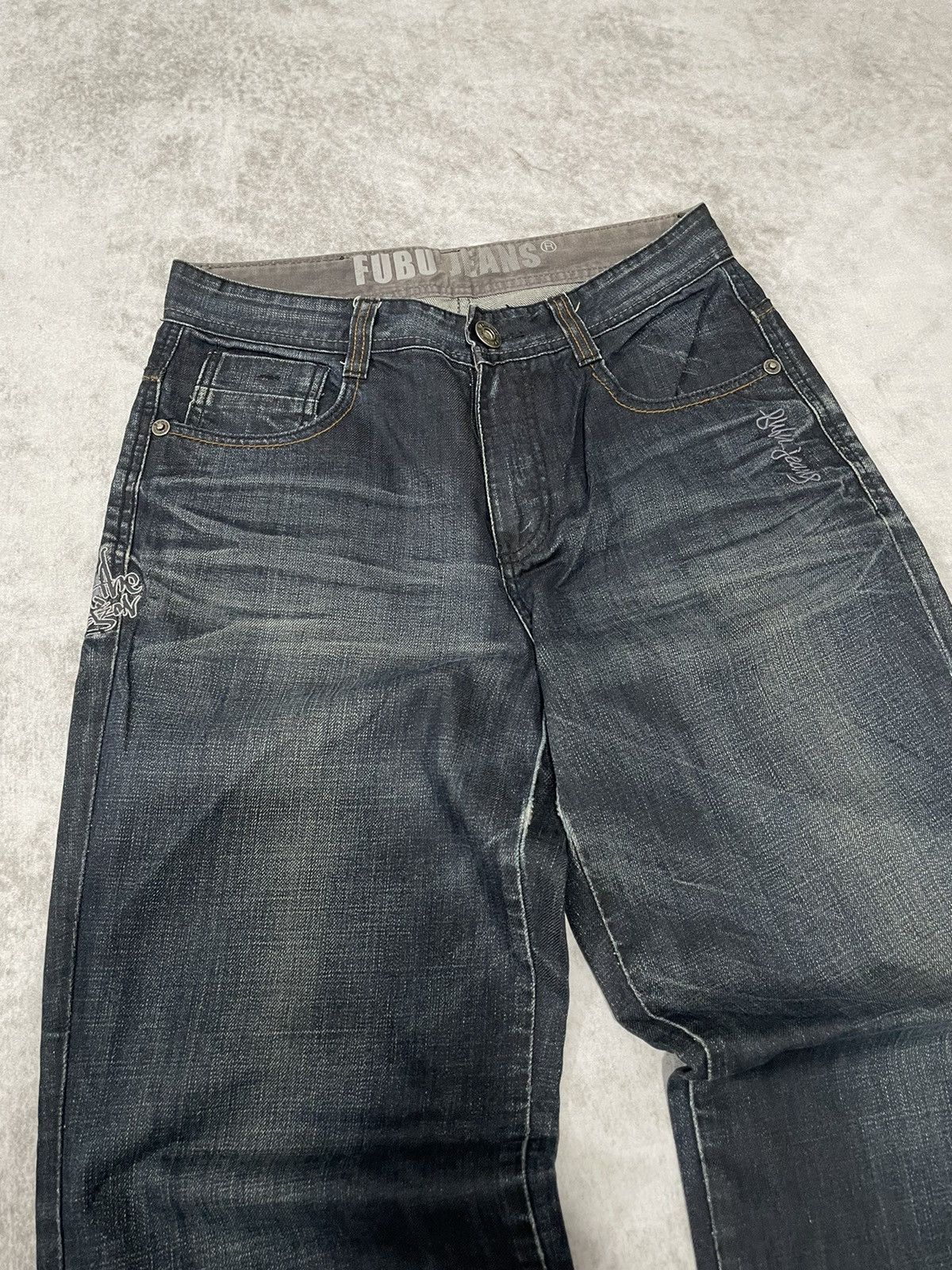 Le Grande Bleu (L.G.B.) 2000s Destroy Fubu poem jnco baggy denim y2k style Size US 30 / EU 46 - 4 Thumbnail