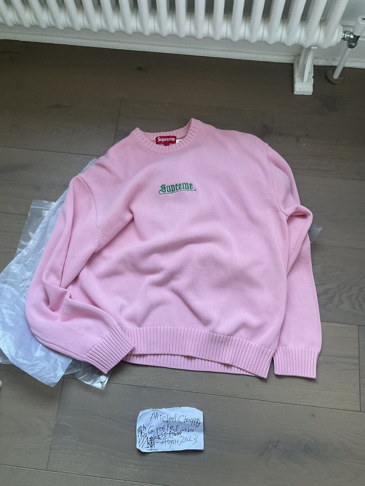 Supreme Supreme Old English Sweater Pink | Grailed