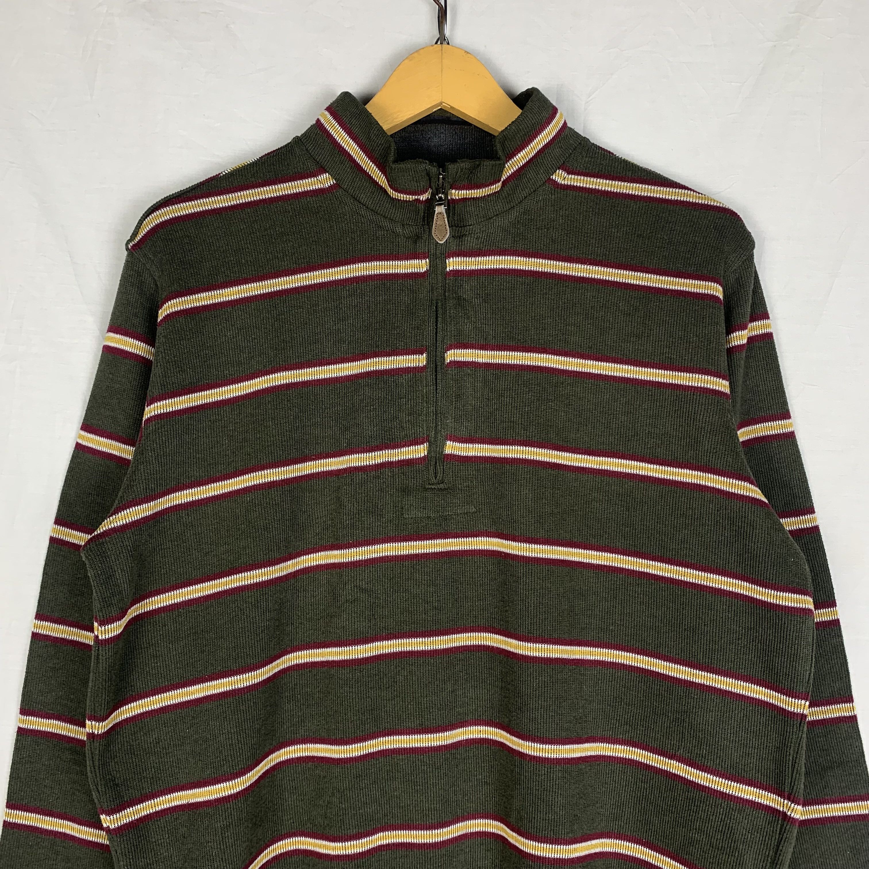 Japanese Brand Japanese Brand Stripped Half Zip Sweatshirt Sweater Size US M / EU 48-50 / 2 - 3 Thumbnail