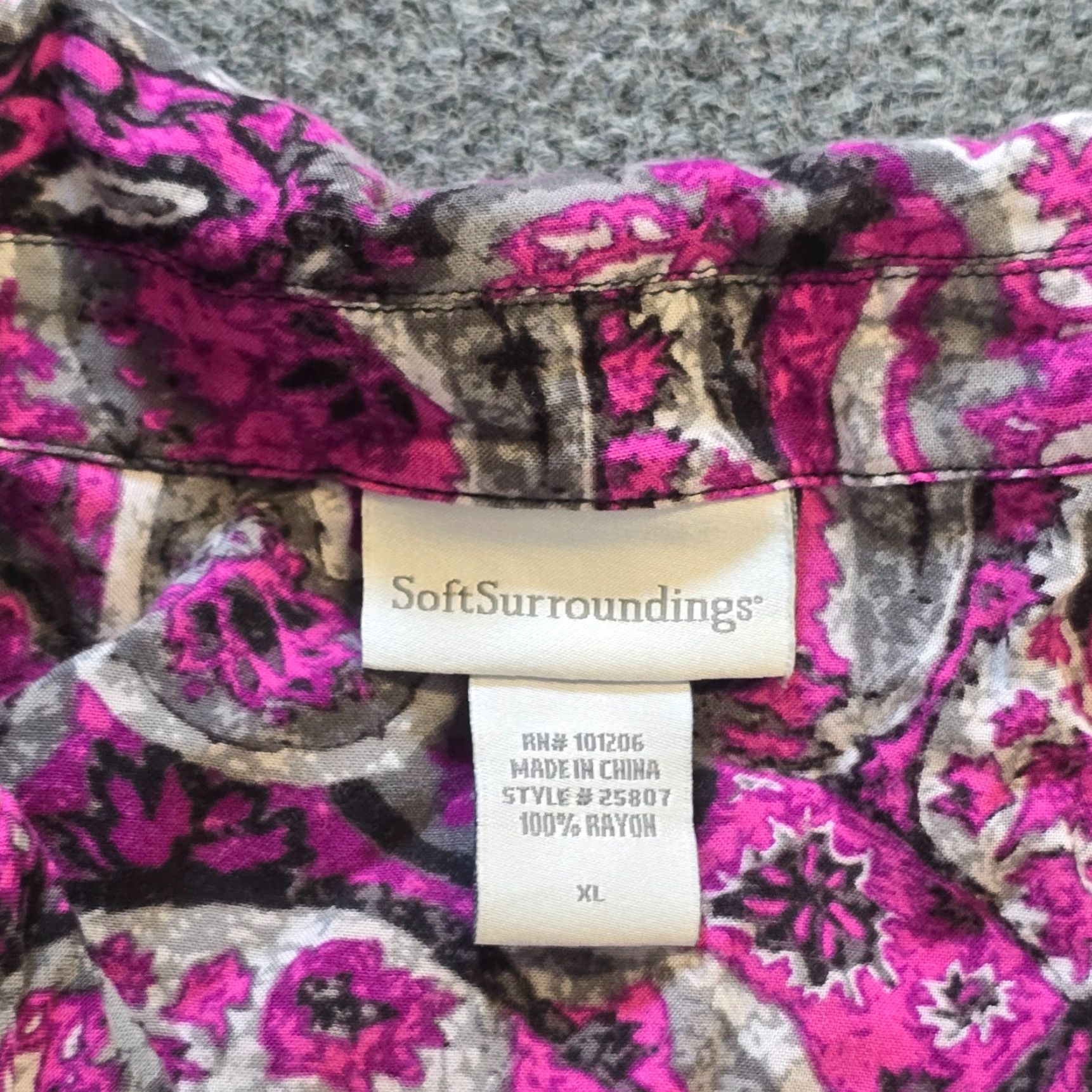 Soft Surroundings Soft Surroundings Shirt Womens XL Purple Paisley Button-Up Long Sleeve Casual Size XL / US 12-14 / IT 48-50 - 3 Thumbnail