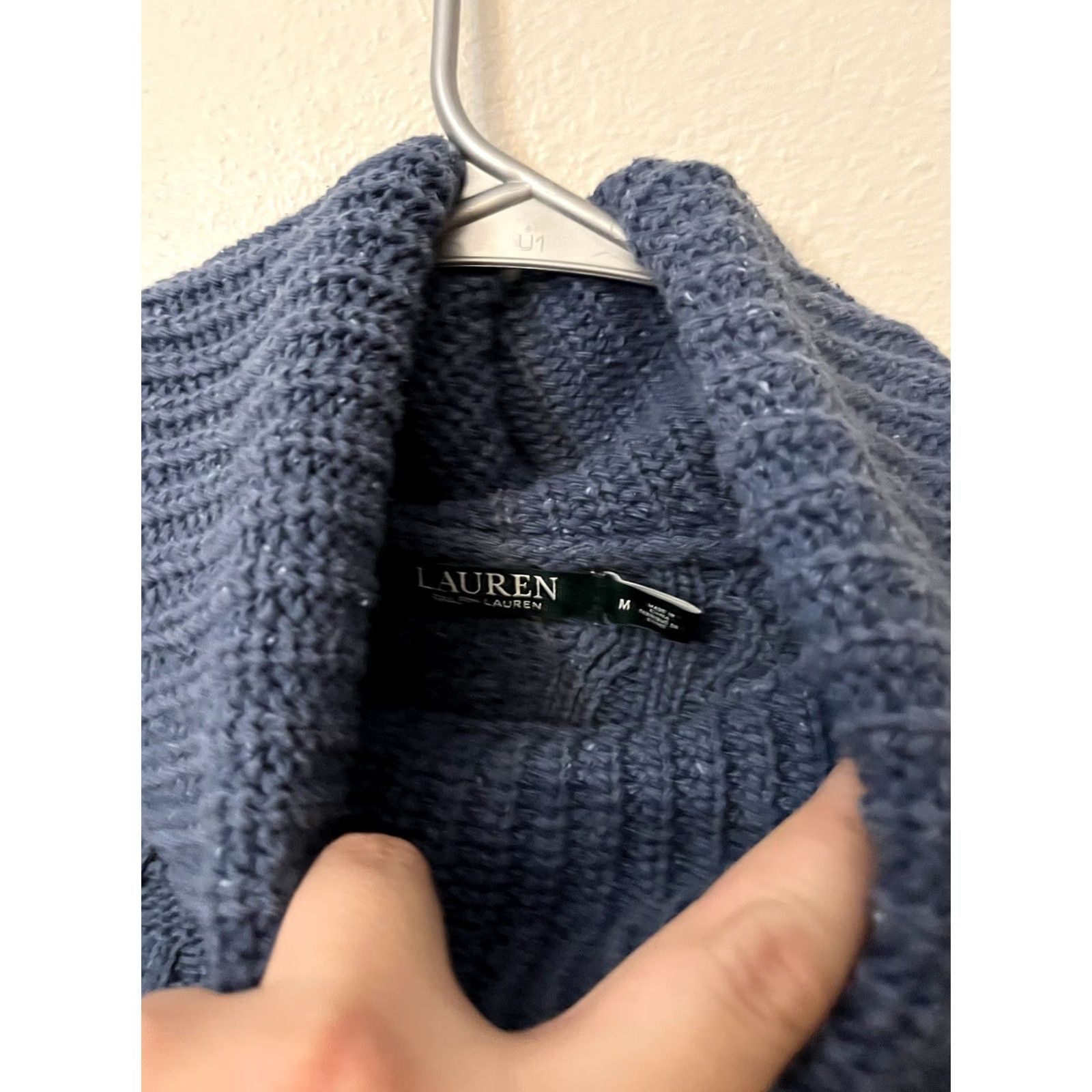 Ralph Lauren Lauren Ralph Lauren Cowl-Neck Sweater Women's M Blue Cable Knit Pullover Knit Bagan? Size M / US 6-8 / IT 42-44 - 2 Thumbnail