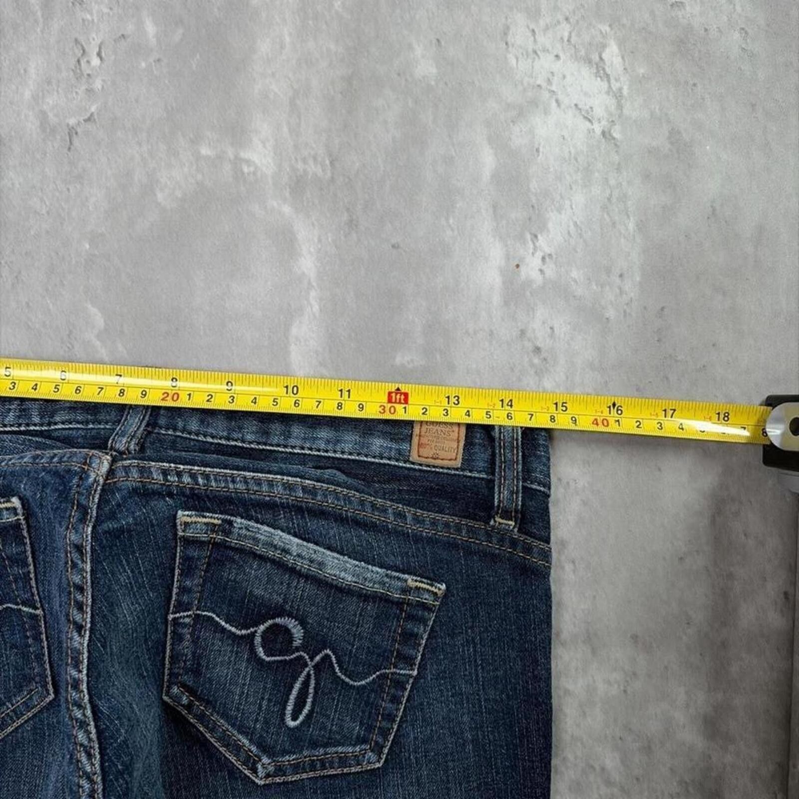 Guess Y2K Dark Wash Guess Jeans Grunge Flared Denim Jeans Size 27" / US 4 / IT 40 - 6 Thumbnail