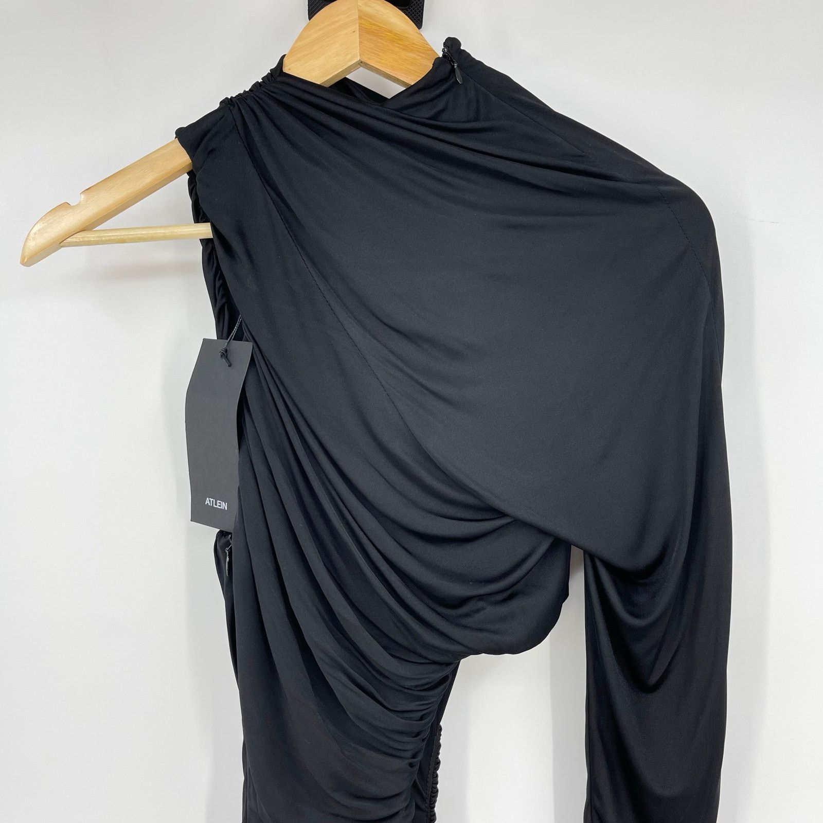 Other Atlein | NWT One Sleeve Ruched Cut Out Dress Black FR 34 XS Size XS / US 0-2 / IT 36-38 - 11 Thumbnail