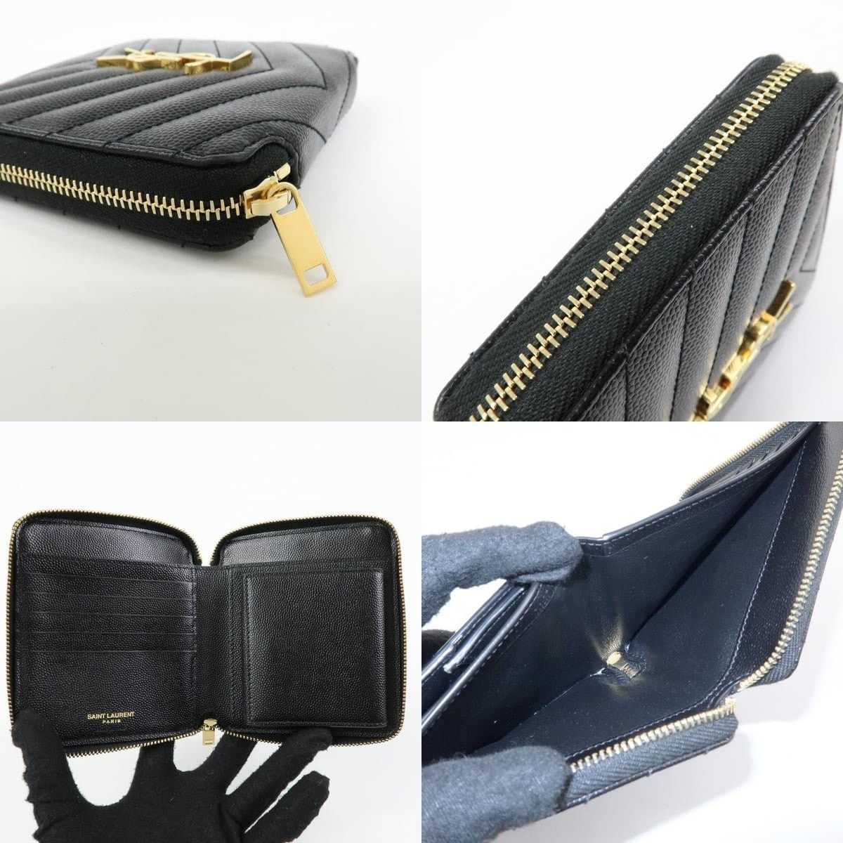 Saint Laurent Paris Saint Laurent Monogram Compact Wallet Calfskin Black Size ONE SIZE - 6 Thumbnail