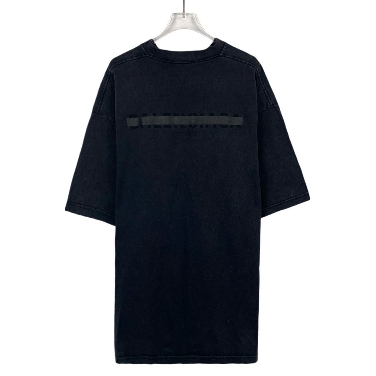 Balenciaga Balenciaga Black Unifit Logo Tape Cotton Round Neck Short Sl Size US L / EU 52-54 / 3 - 8 Thumbnail