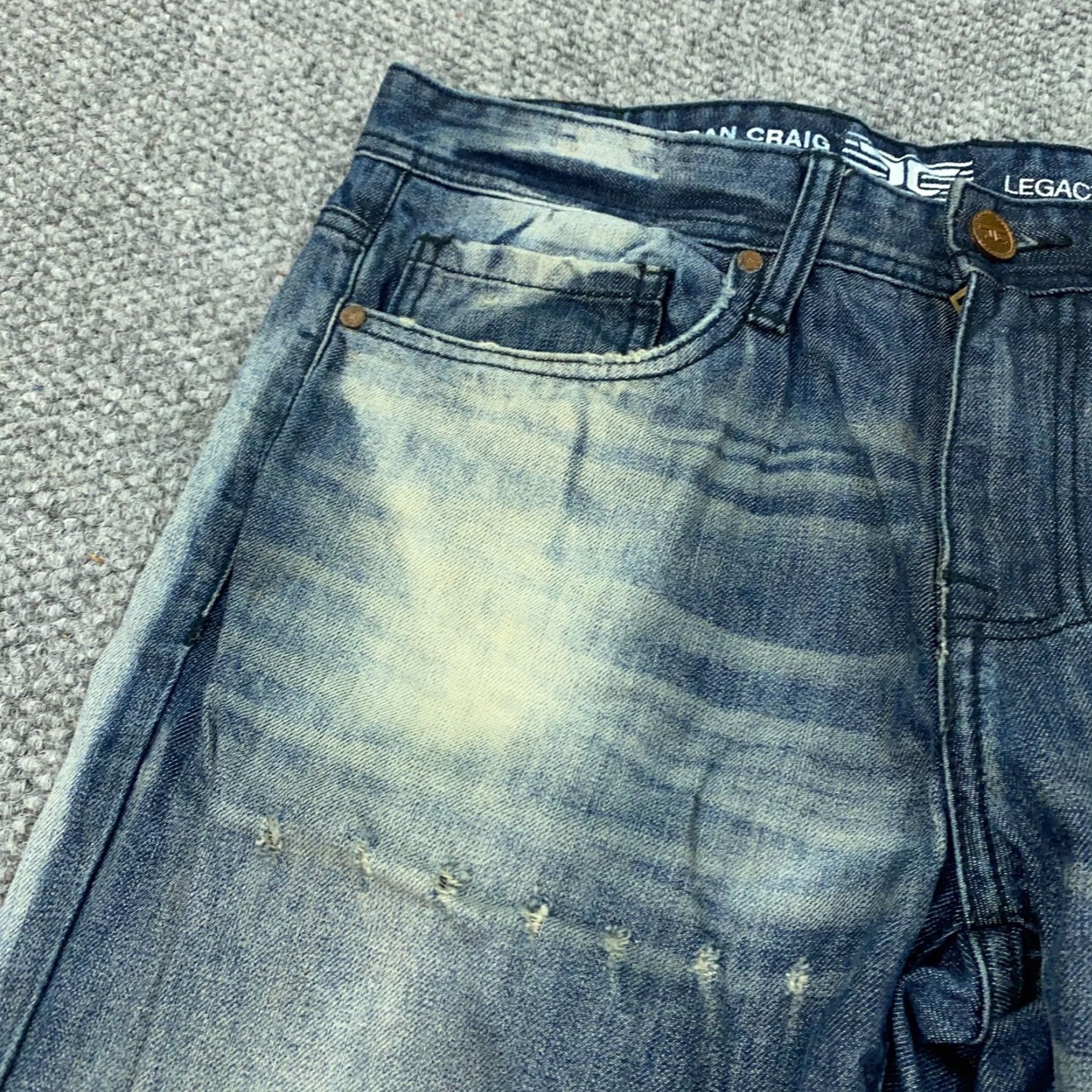 Jordan Craig Raphael Jeans Men's 32x32 Blue Distressed Straight Denim