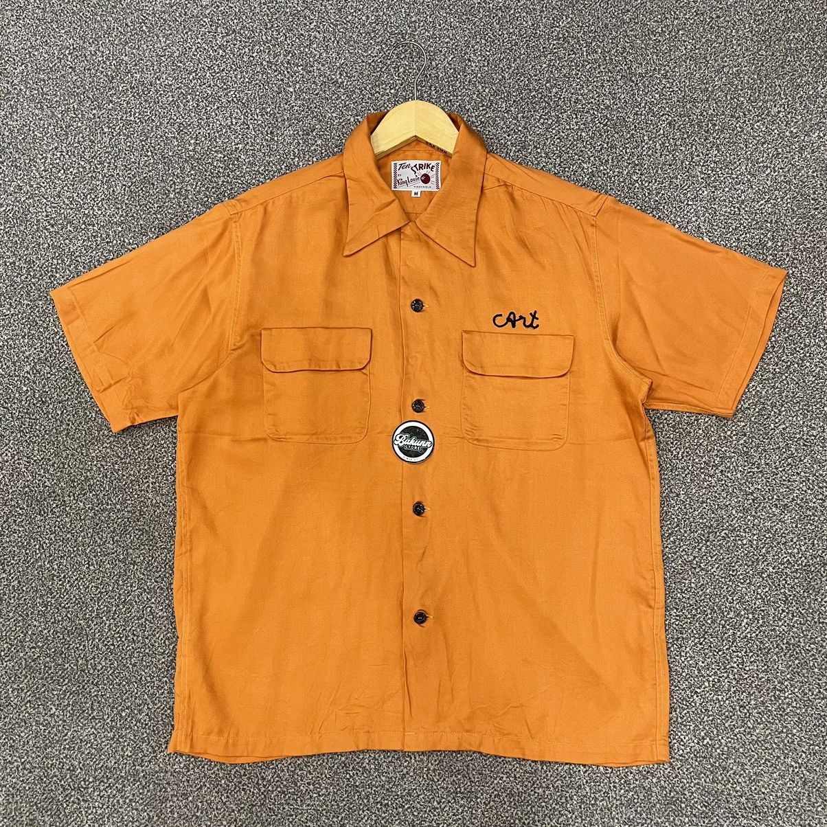 image of Toyo Enterprises Bowling Shirts Ten Strike By Toyo Enterprise in Orange, Men's (Size Medium)