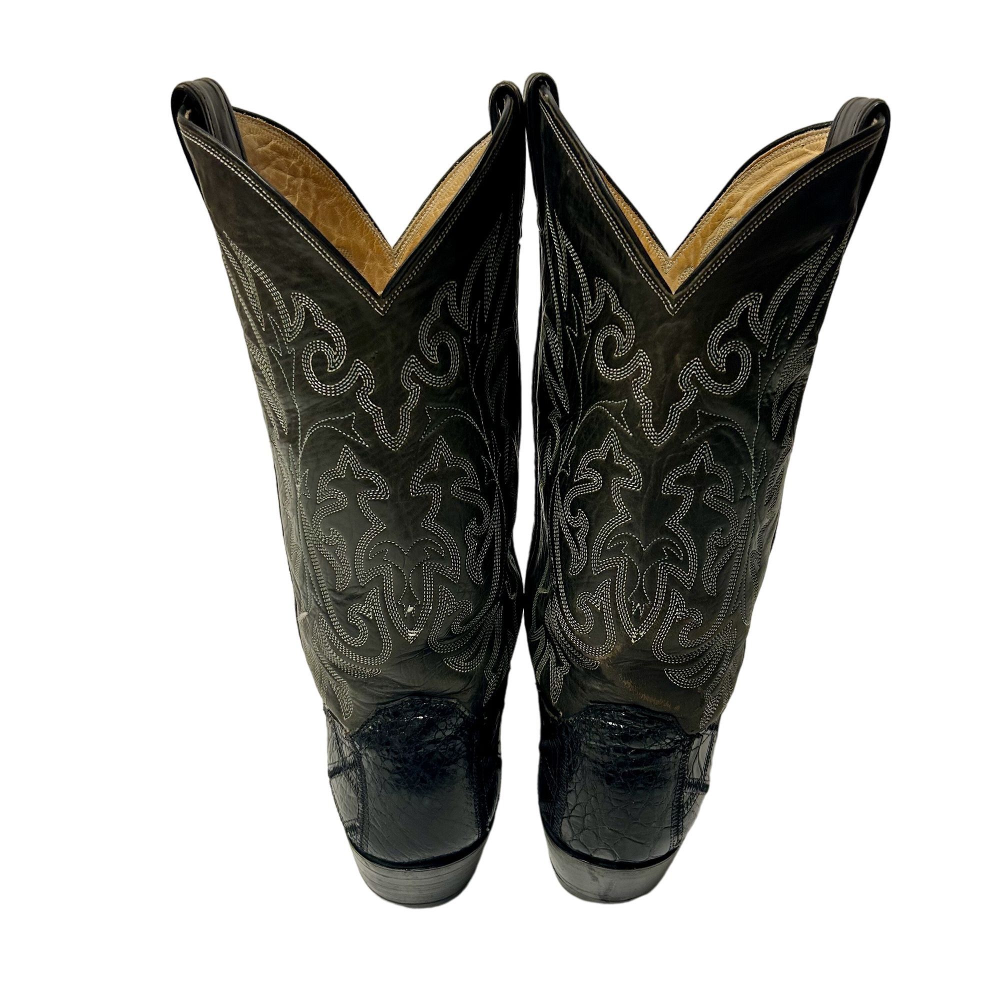 Justin Vtg Justin Leather Cowboy Western ALLIGATOR BELLY Skin Boots Size US 8.5 / EU 41-42 - 3 Thumbnail