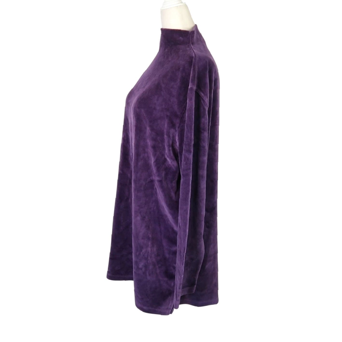 Jones New York VINTAGE Jones Wear Purple Velour Velvet Mockneck Tunic Top XL Women Velour Mock Neck Tunic 90s Nightfall Purple Ladies Blouse Size XL / US 12-14 / IT 48-50 - 3 Thumbnail