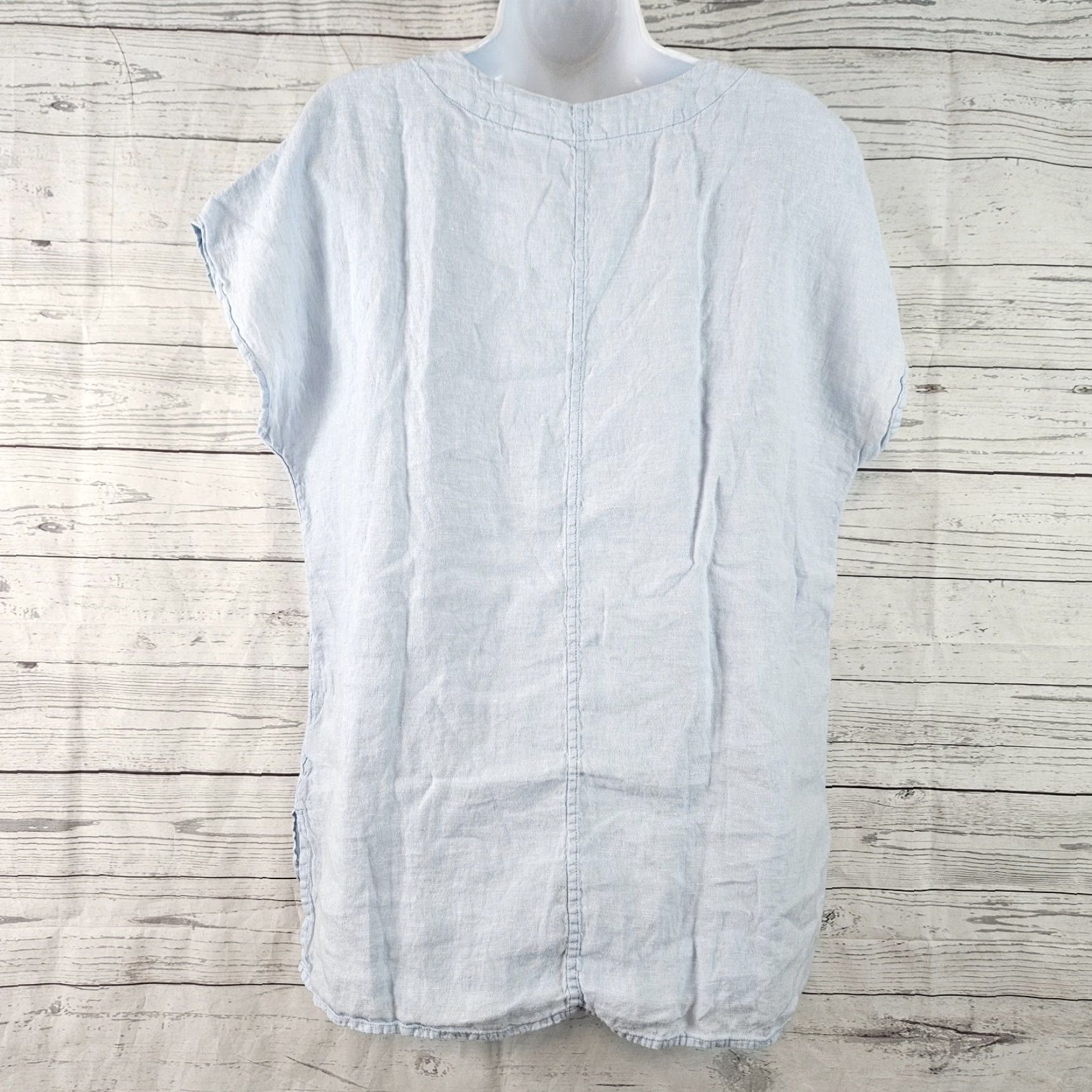 Vintage Sigrid Olsen Womens Linen Top L Blue V-Neck Blouse Shirt Adult Large Accessories? Size L / US 10 / IT 46 - 3 Thumbnail