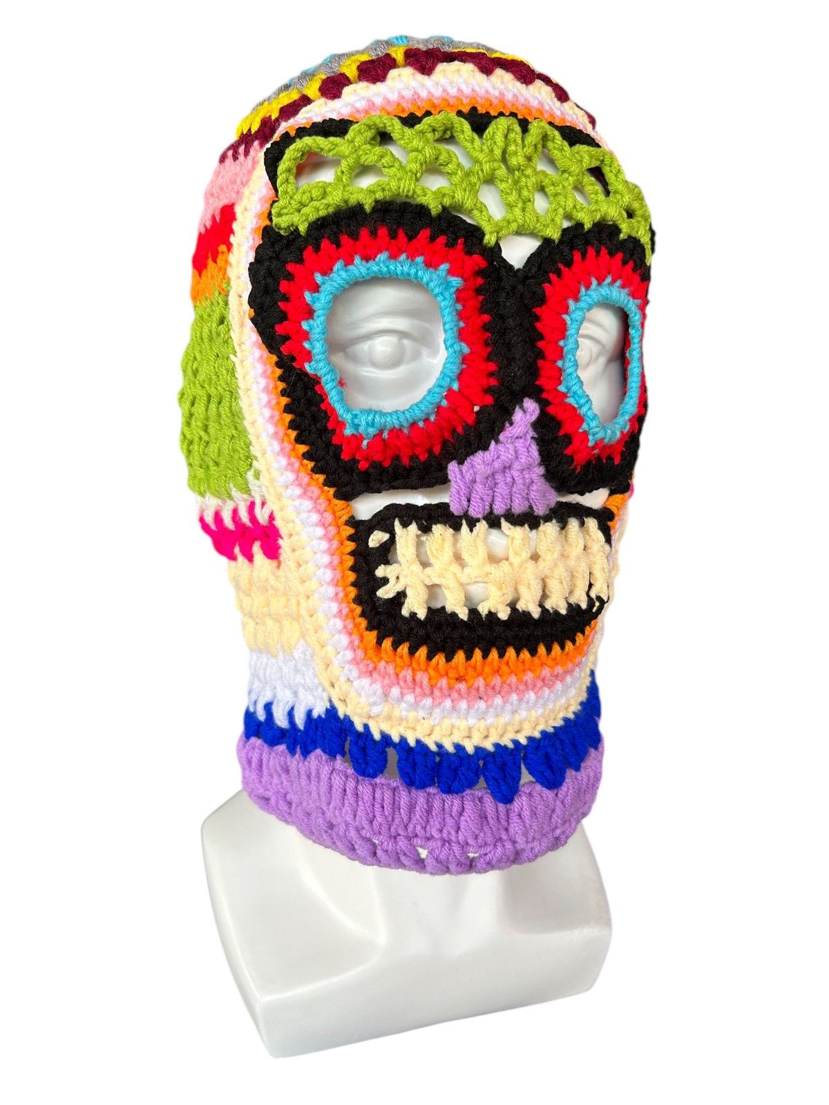 Japanese Brand × Vintage Very Rare Crochet Knitted Handmade Balaclava Masked ☠️☠️ Size ONE SIZE - 1 Thumbnail