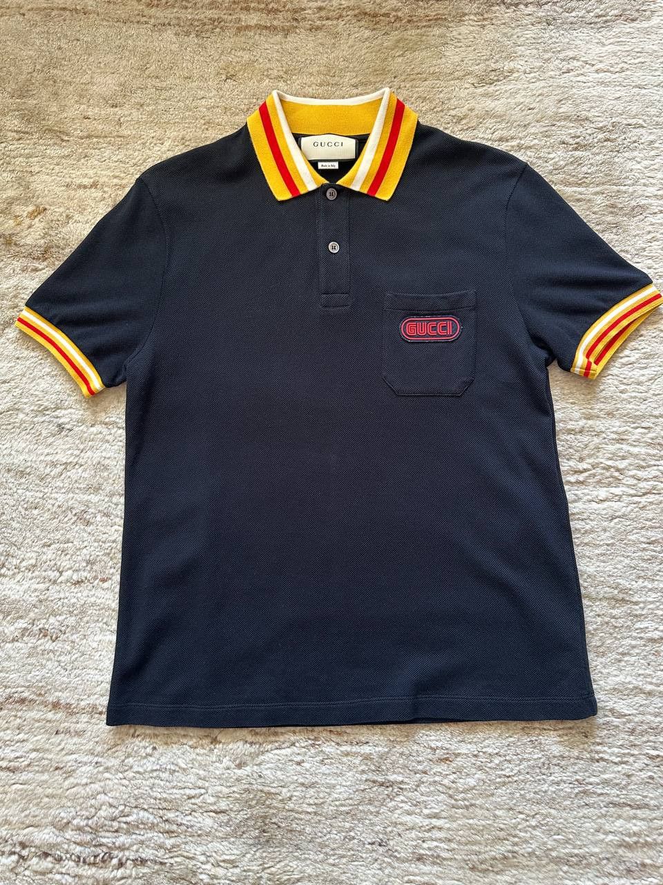 Gucci Gucci Black Polo Shirt with Colorful Collar Size US M / EU 48-50 / 2 - 1 Thumbnail